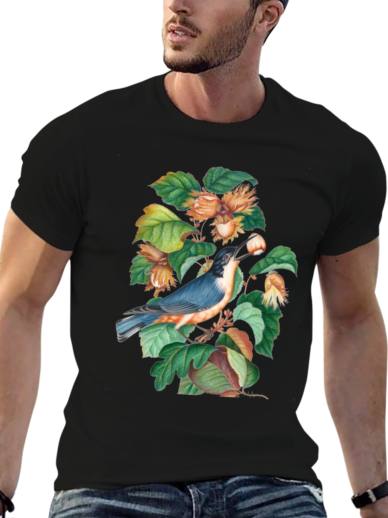 Bird & Hazelnut Branch Graphic Tee