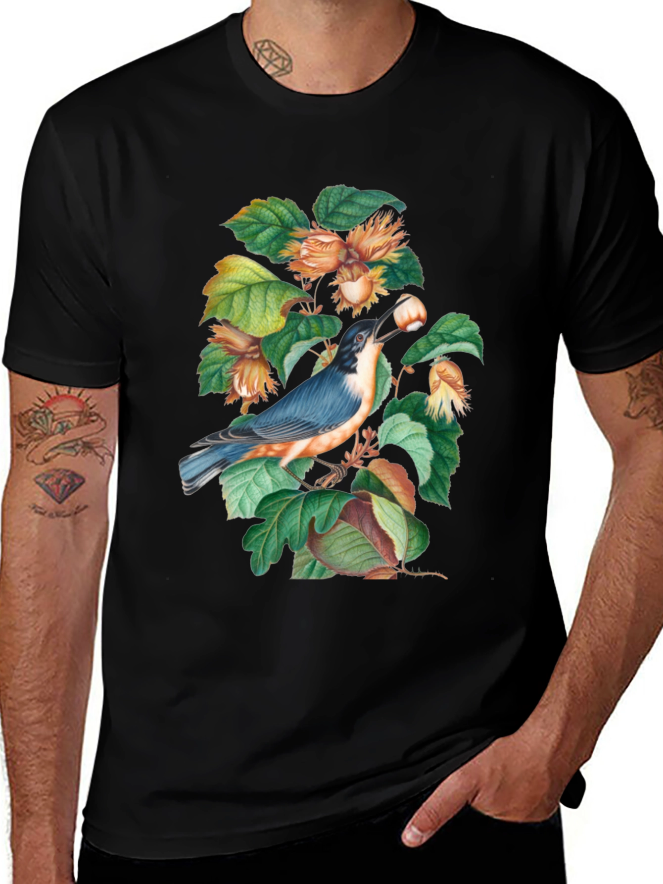 Bird & Hazelnut Branch Graphic Tee