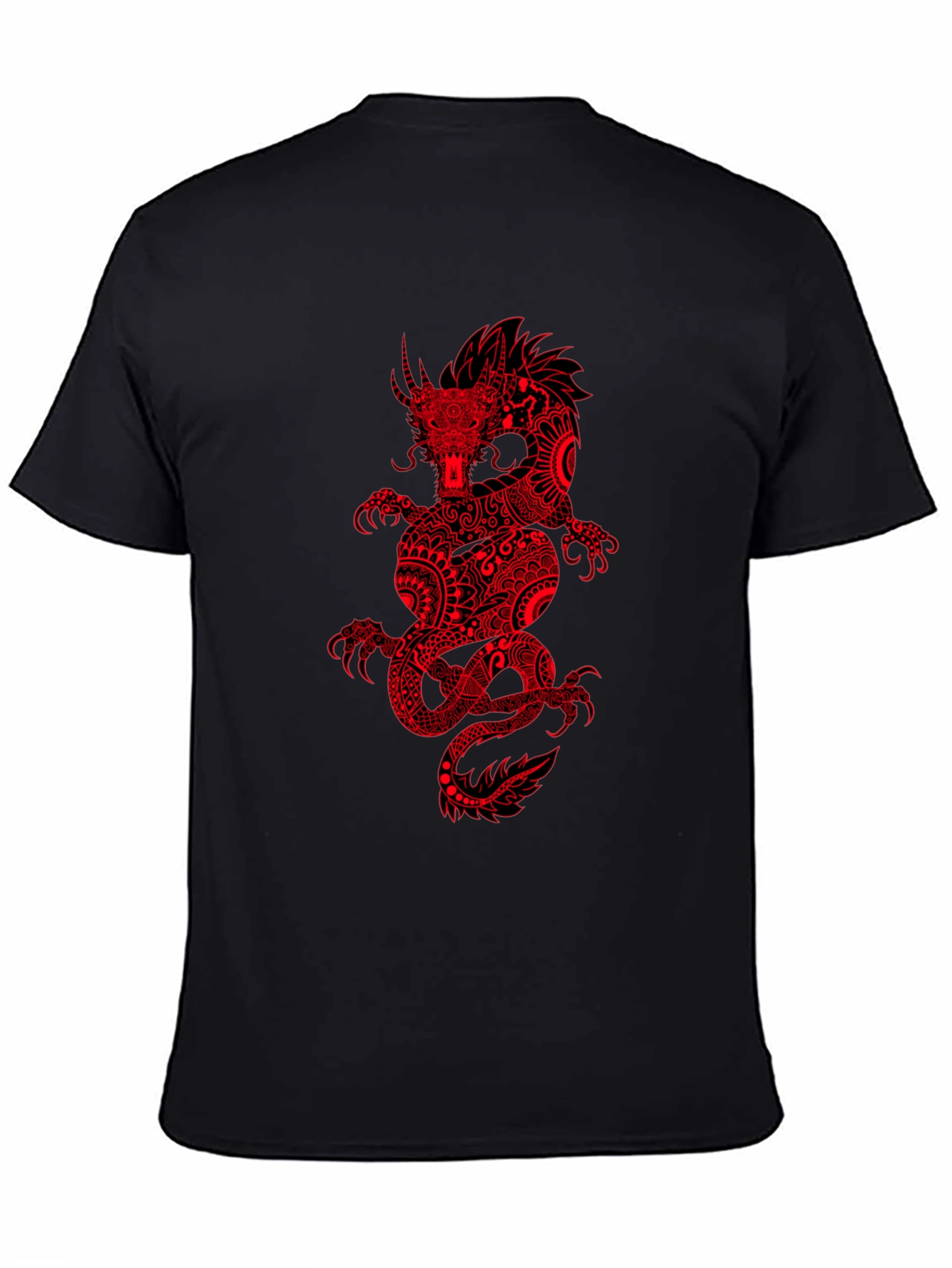 Dragon Graphic Tee - Black Cotton Blend T-Shirt