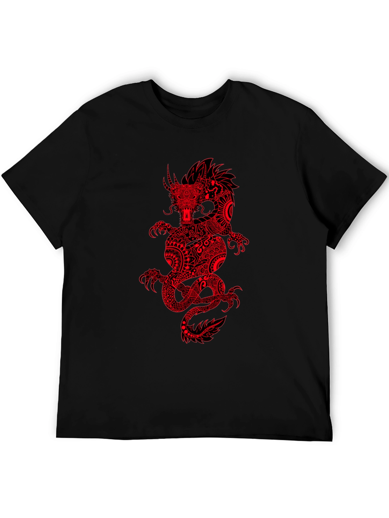 Dragon Graphic Tee - Black Cotton Blend T-Shirt