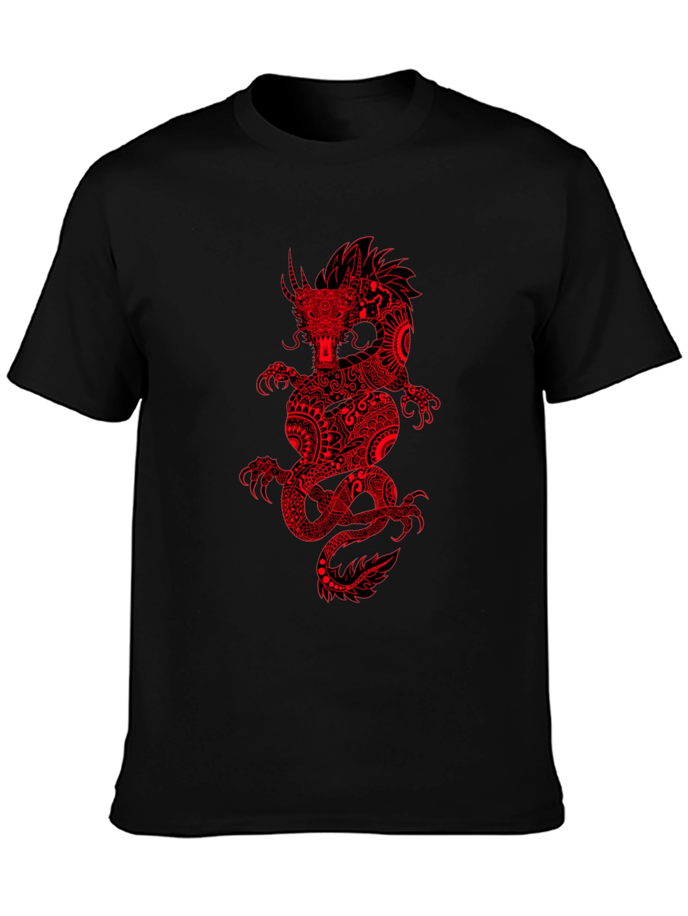 Dragon Graphic Tee - Black Cotton Blend T-Shirt
