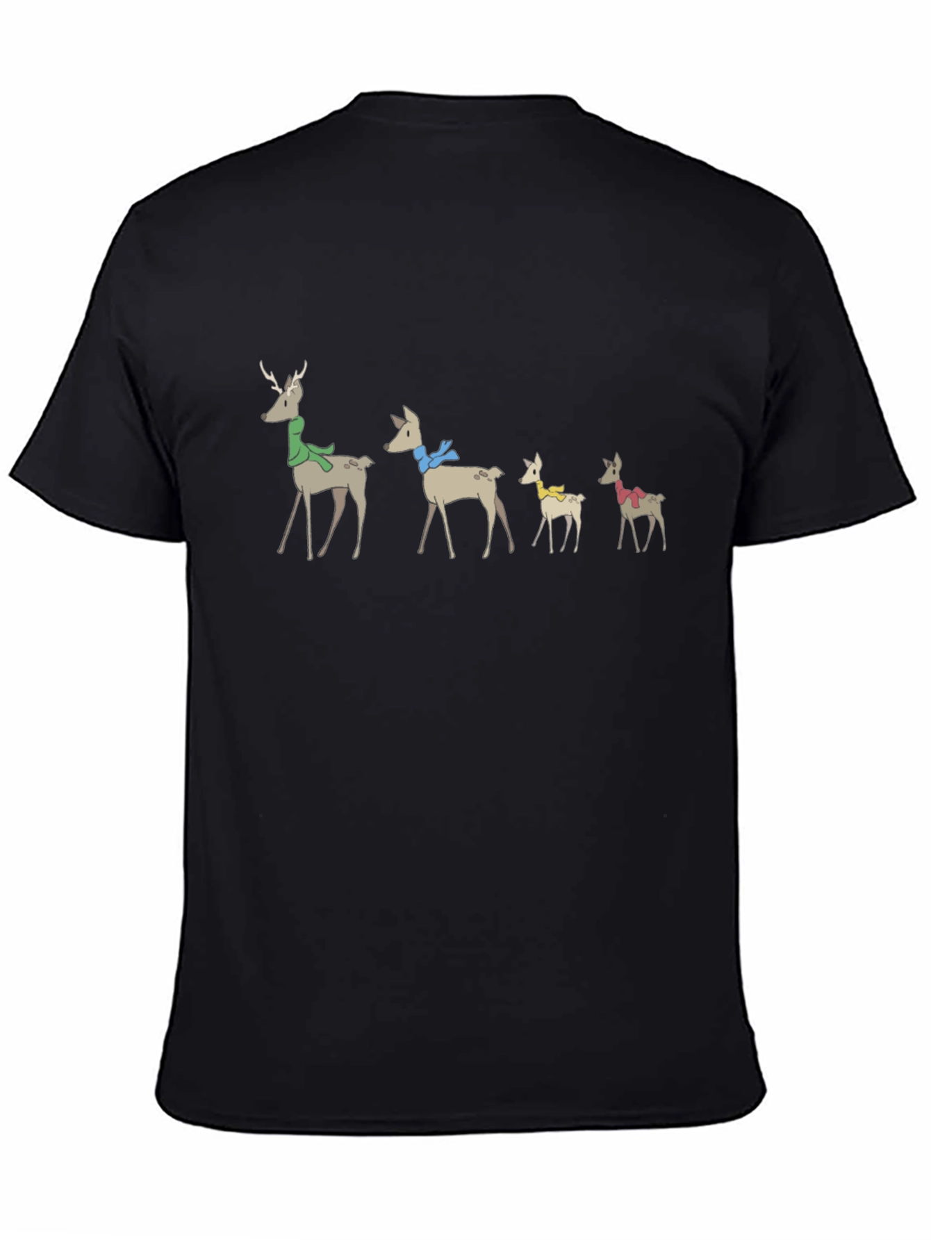 Holiday Deer Family Black T-Shirt