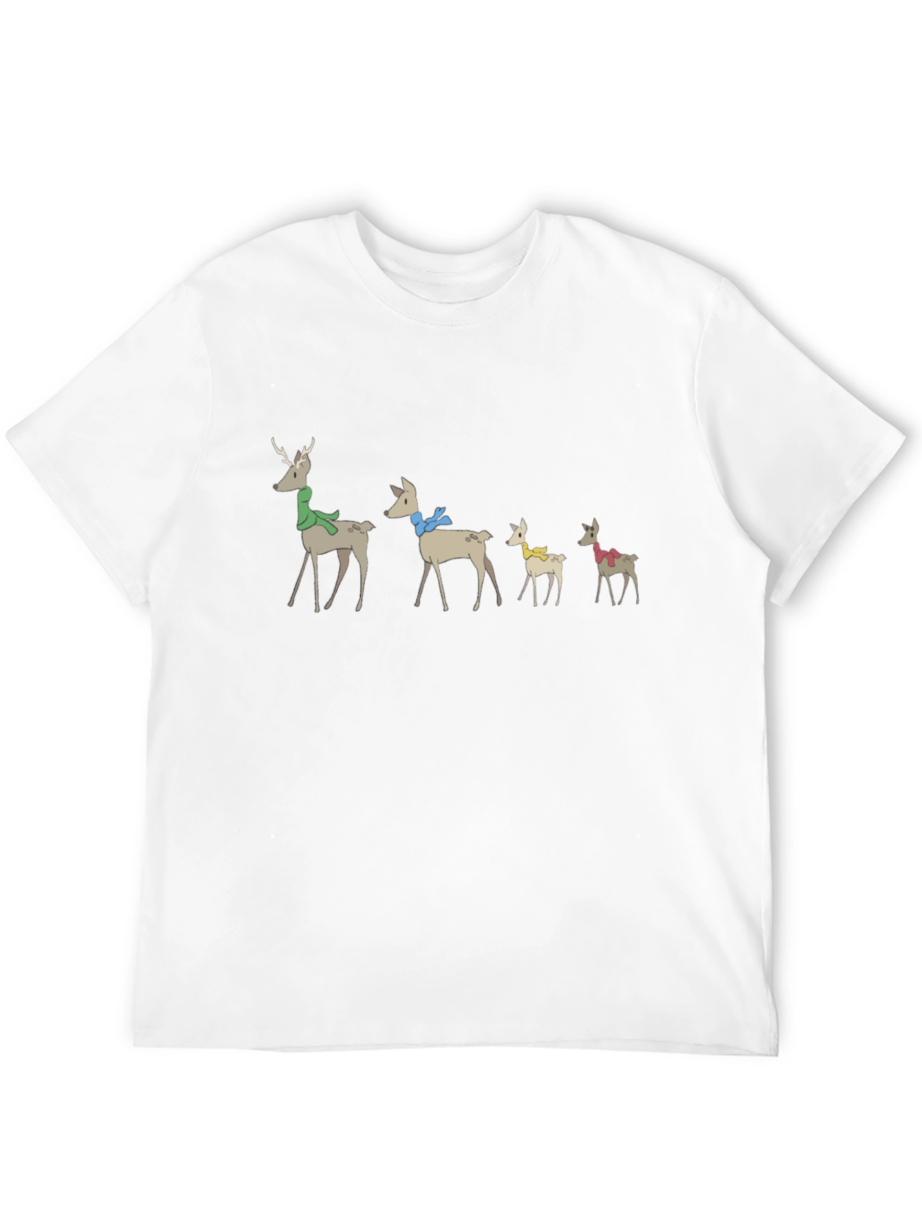 Holiday Deer Family Black T-Shirt