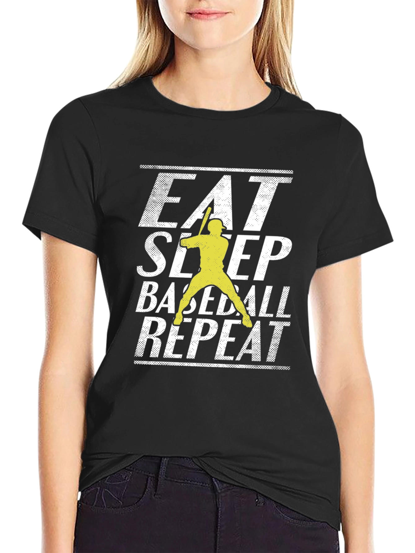 Eat Sleep Baseball Repeat Black T-Shirt