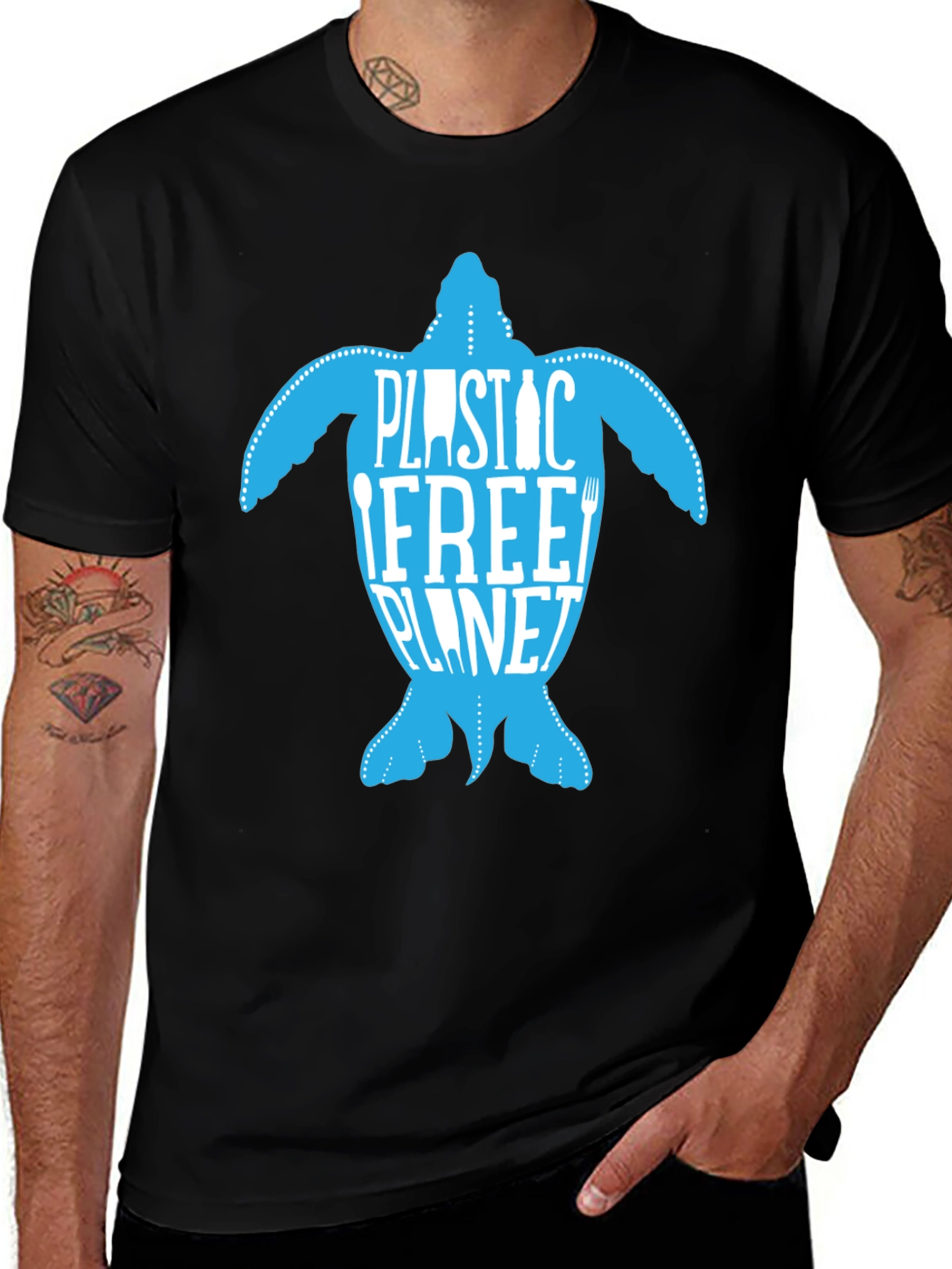 Eco-Friendly Plastic Free Planet Turtle Graphic Tee