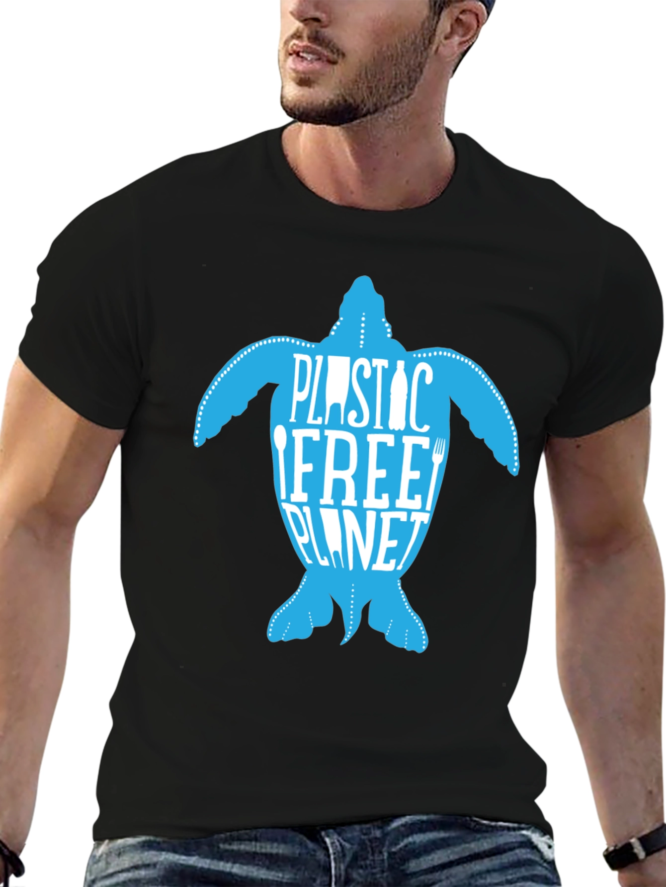 Eco-Friendly Plastic Free Planet Turtle Graphic Tee