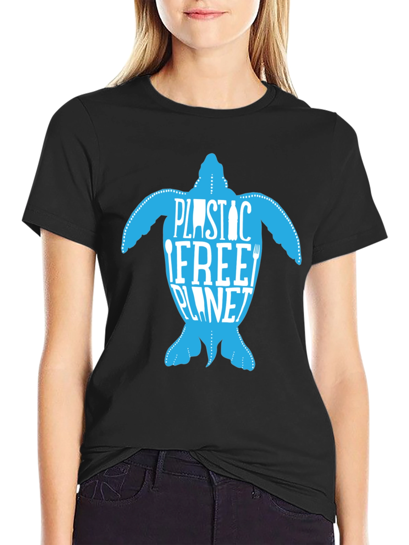 Eco-Friendly Plastic Free Planet Turtle Graphic Tee