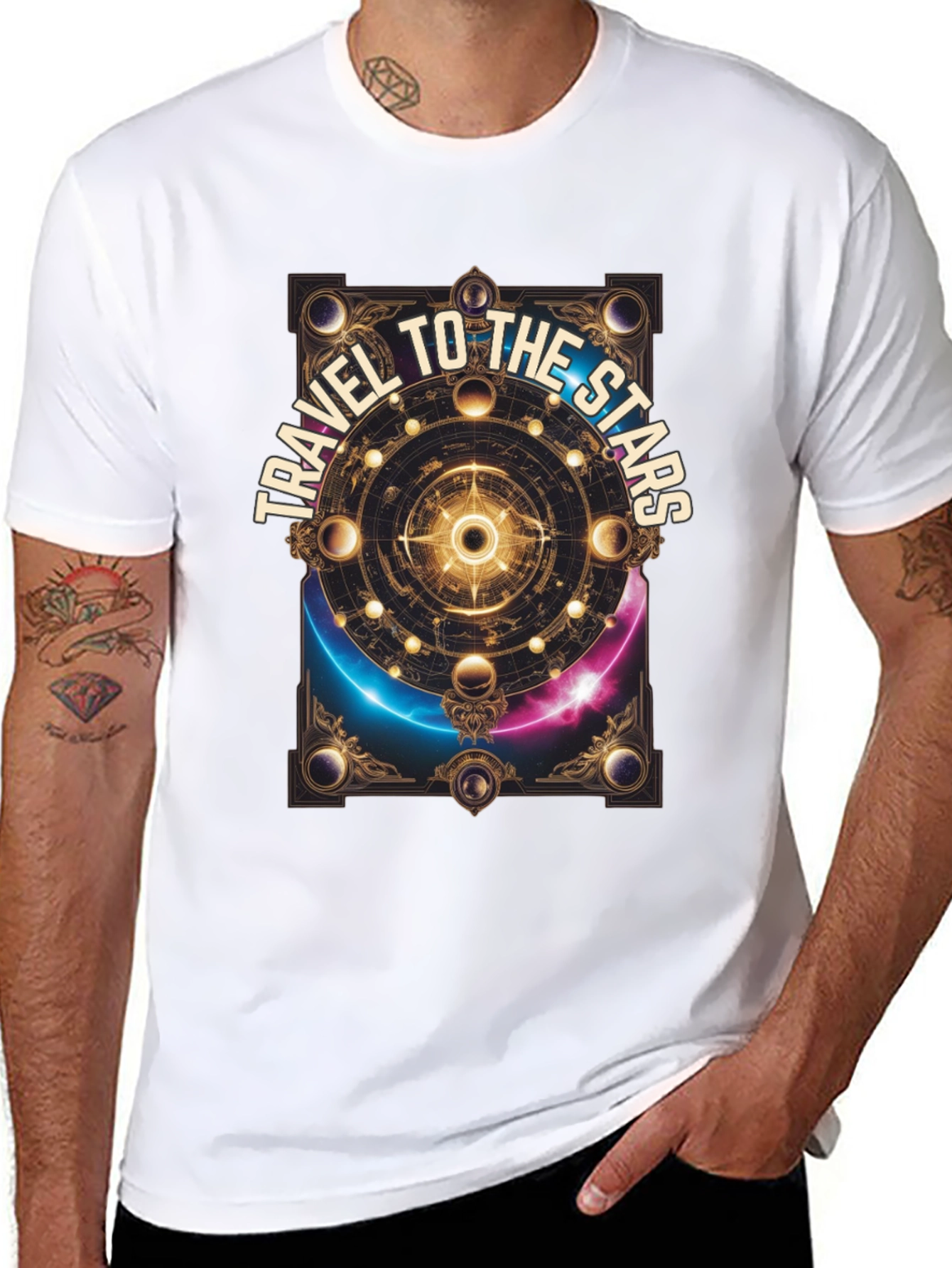 Travel To The Stars Graphic T-Shirt - Celestial Design