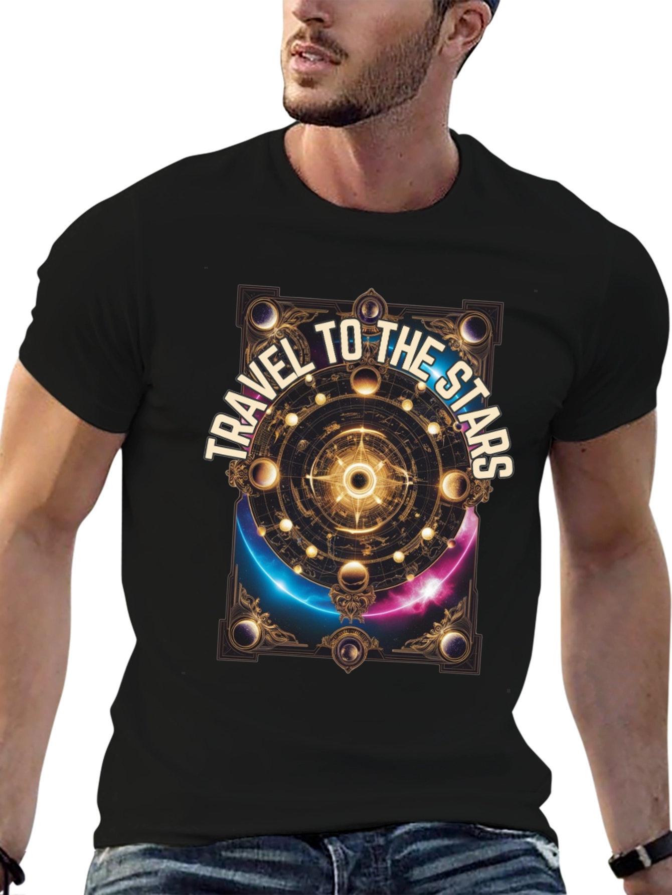 Travel To The Stars Graphic T-Shirt - Celestial Design