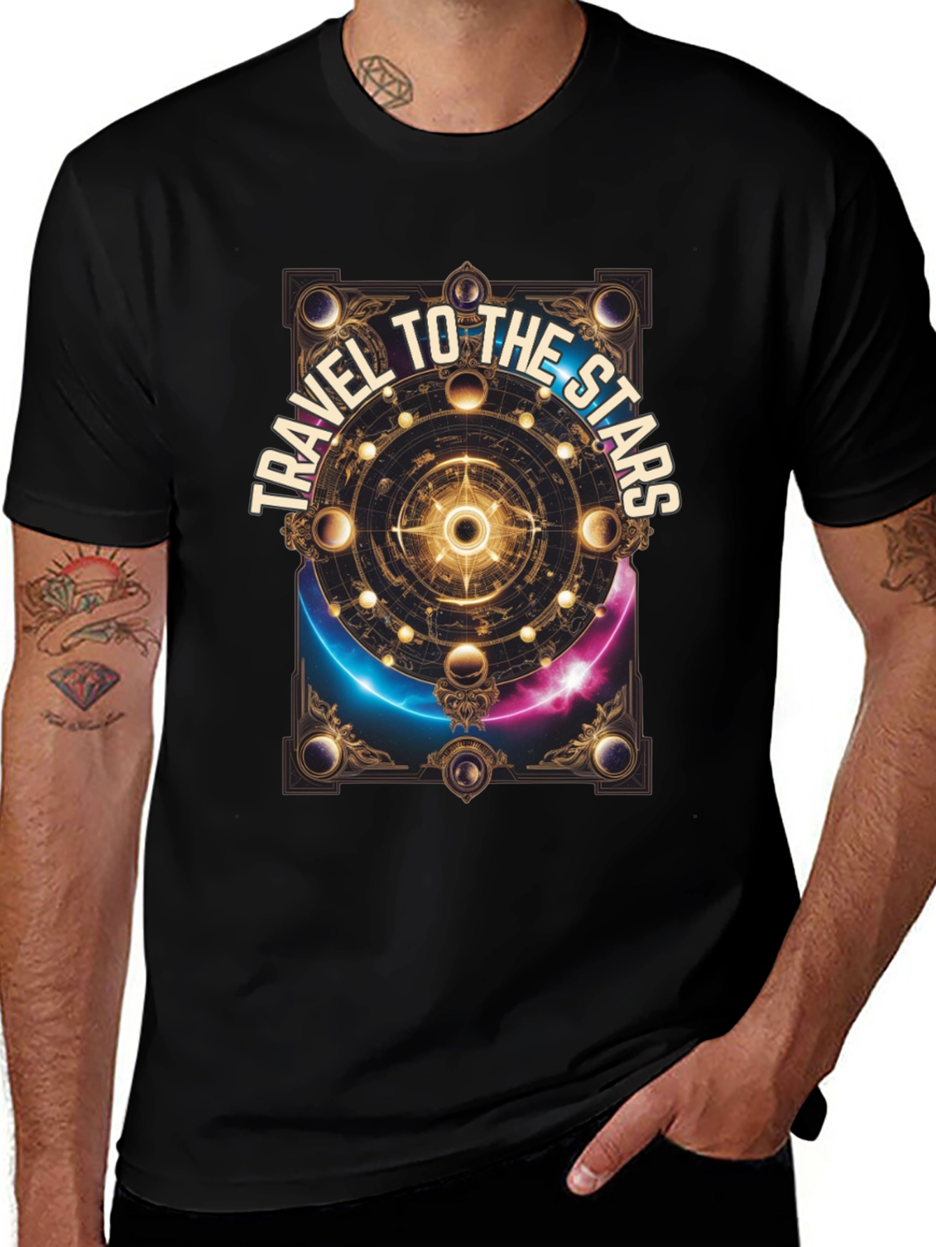 Travel To The Stars Graphic T-Shirt - Celestial Design