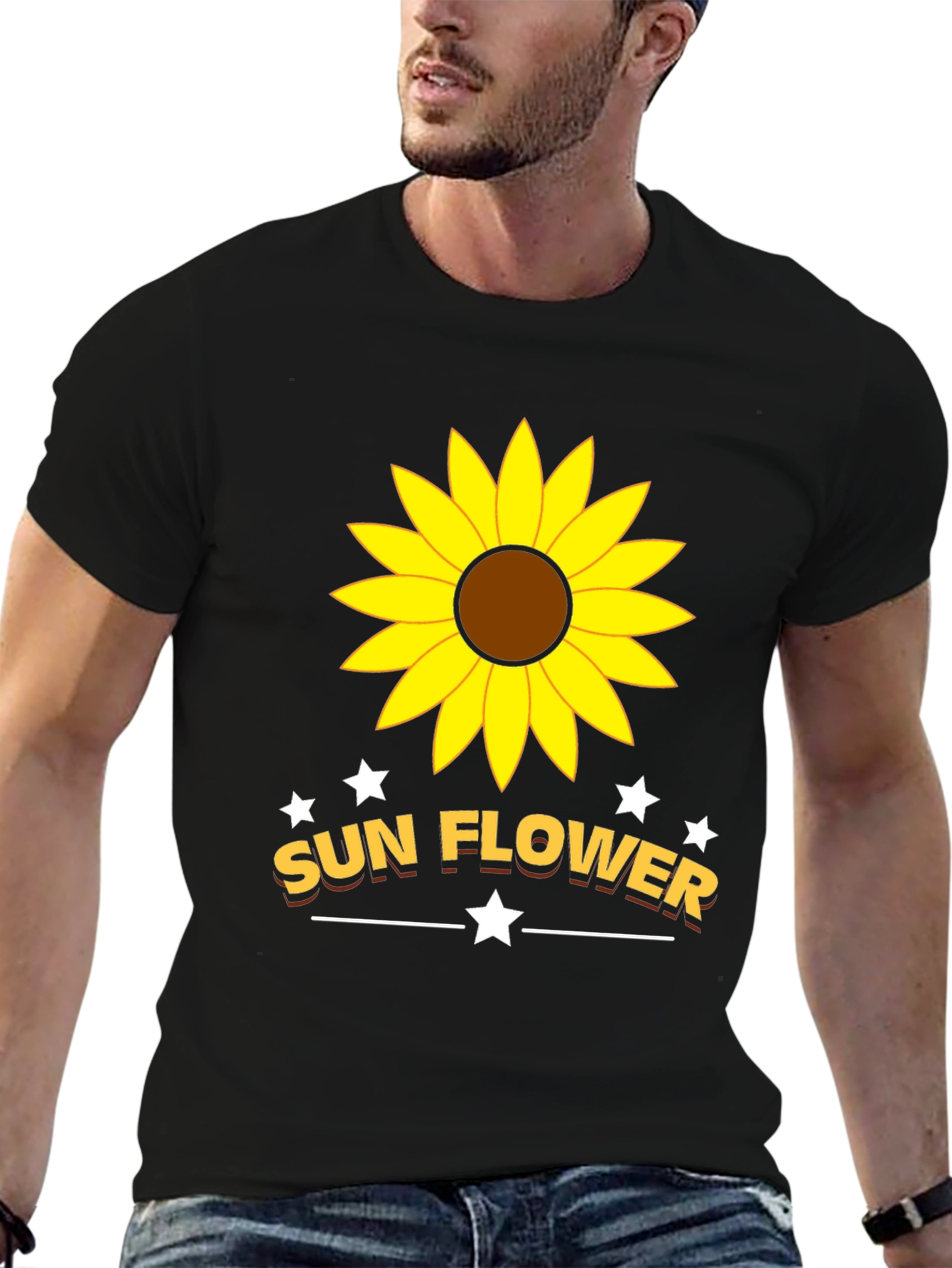 Sunflower Graphic Tee - Trendy Unisex Black T-Shirt