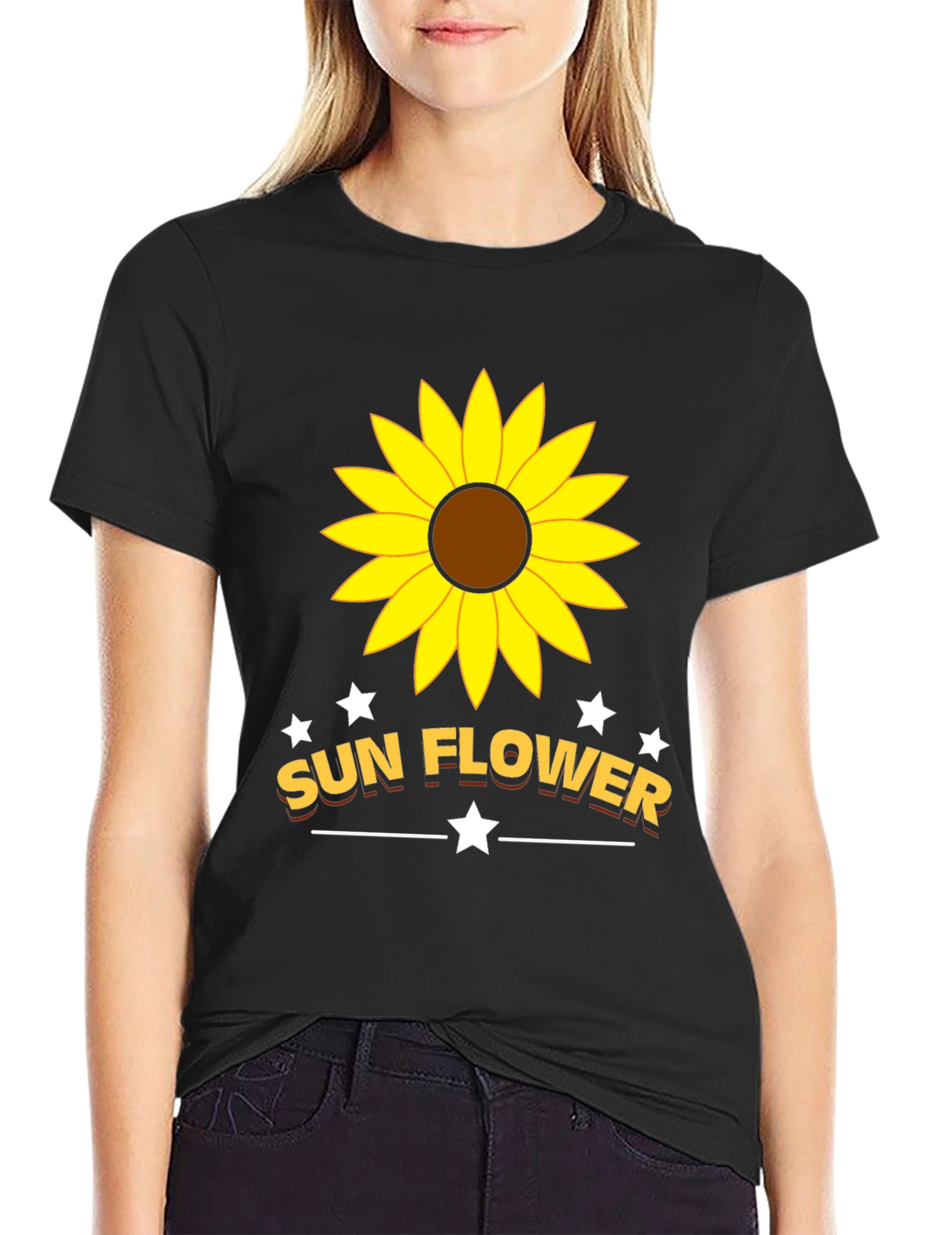 Sunflower Graphic Tee - Trendy Unisex Black T-Shirt
