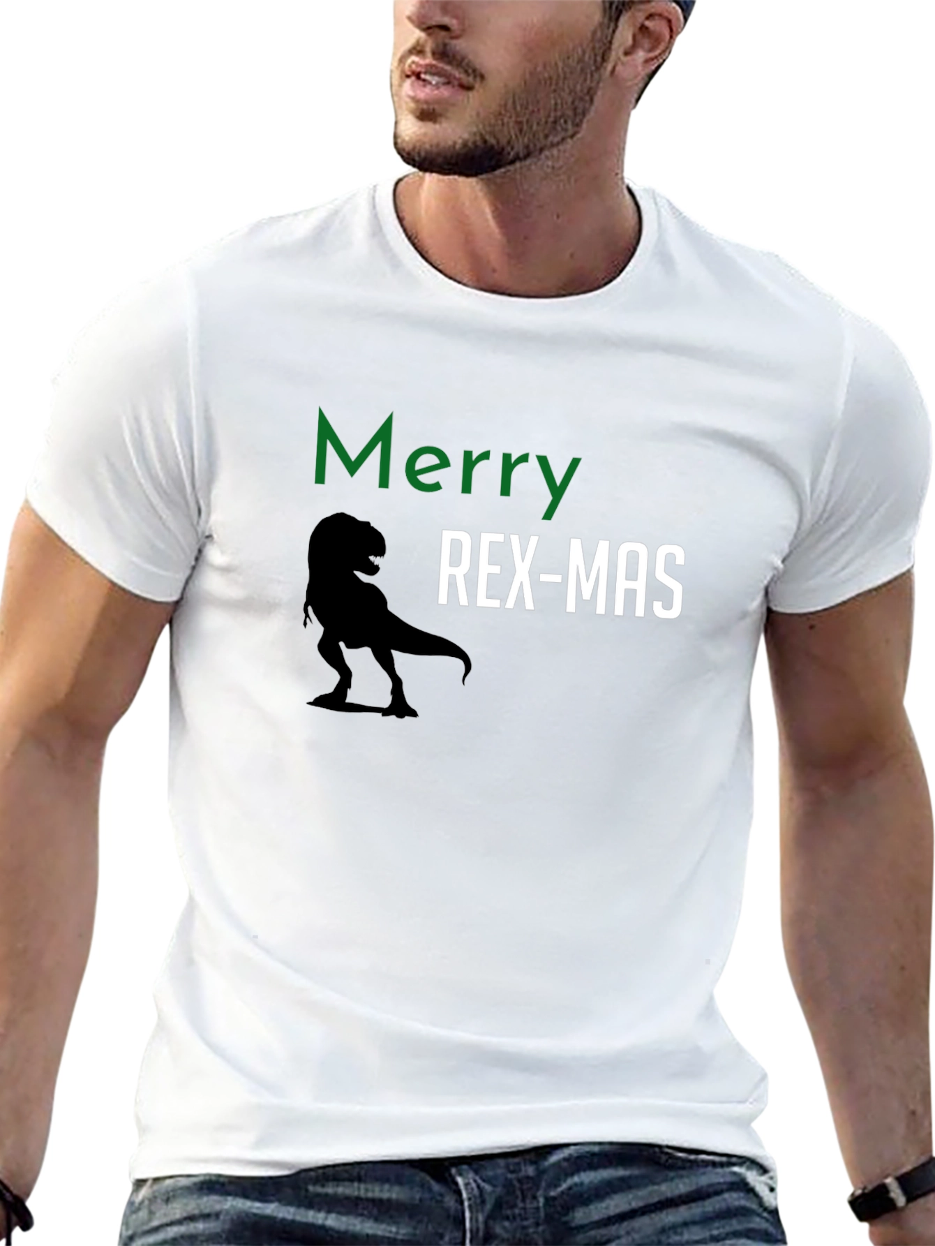 Merry Rex-Mas Dinosaur Christmas Graphic Tee
