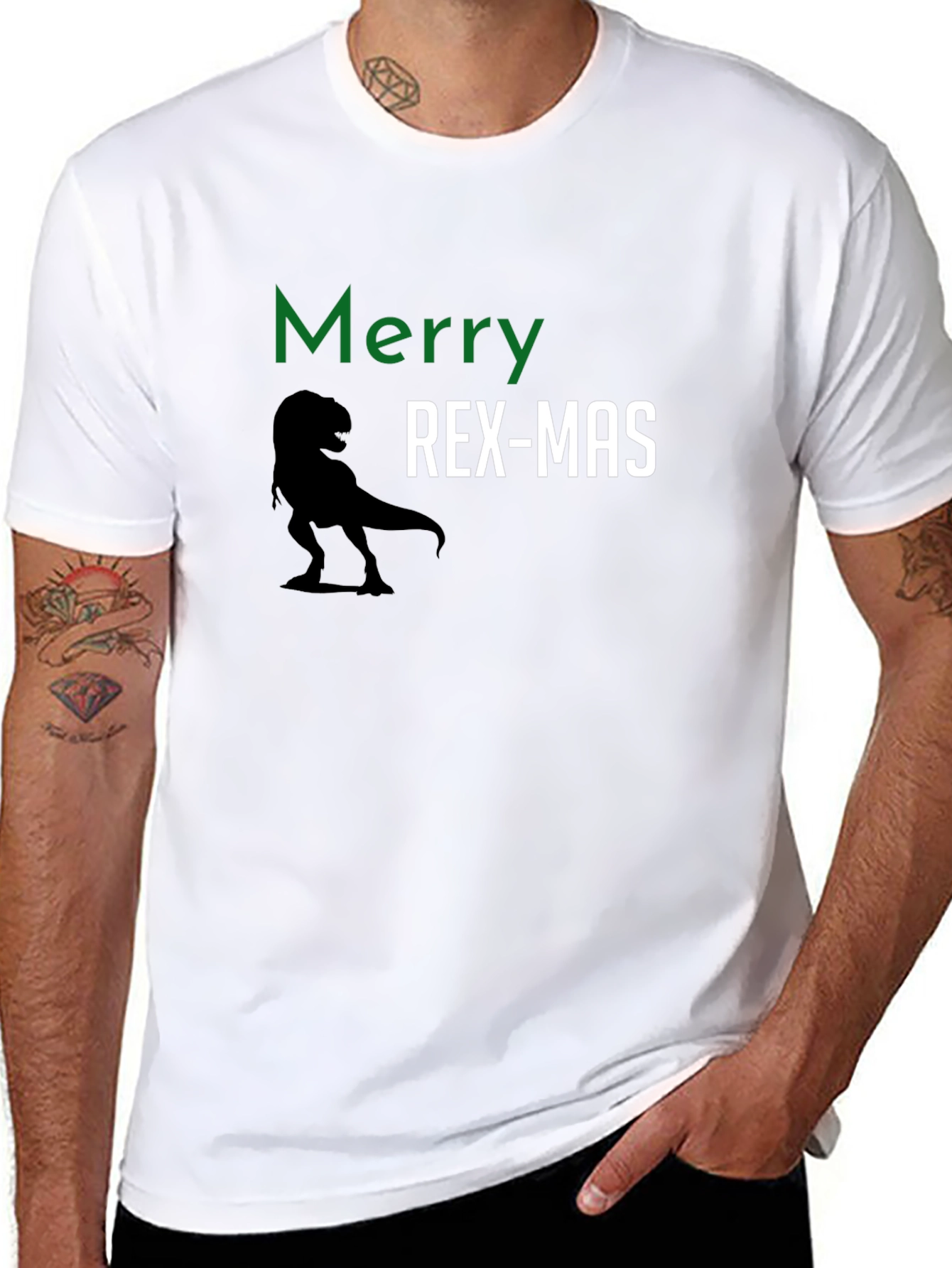 Merry Rex-Mas Dinosaur Christmas Graphic Tee