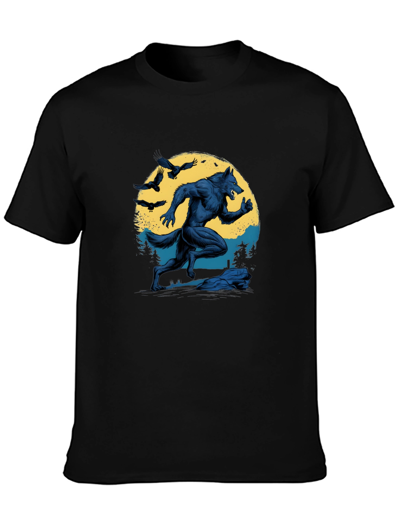 Werewolf Moon Graphic T-Shirt - Black