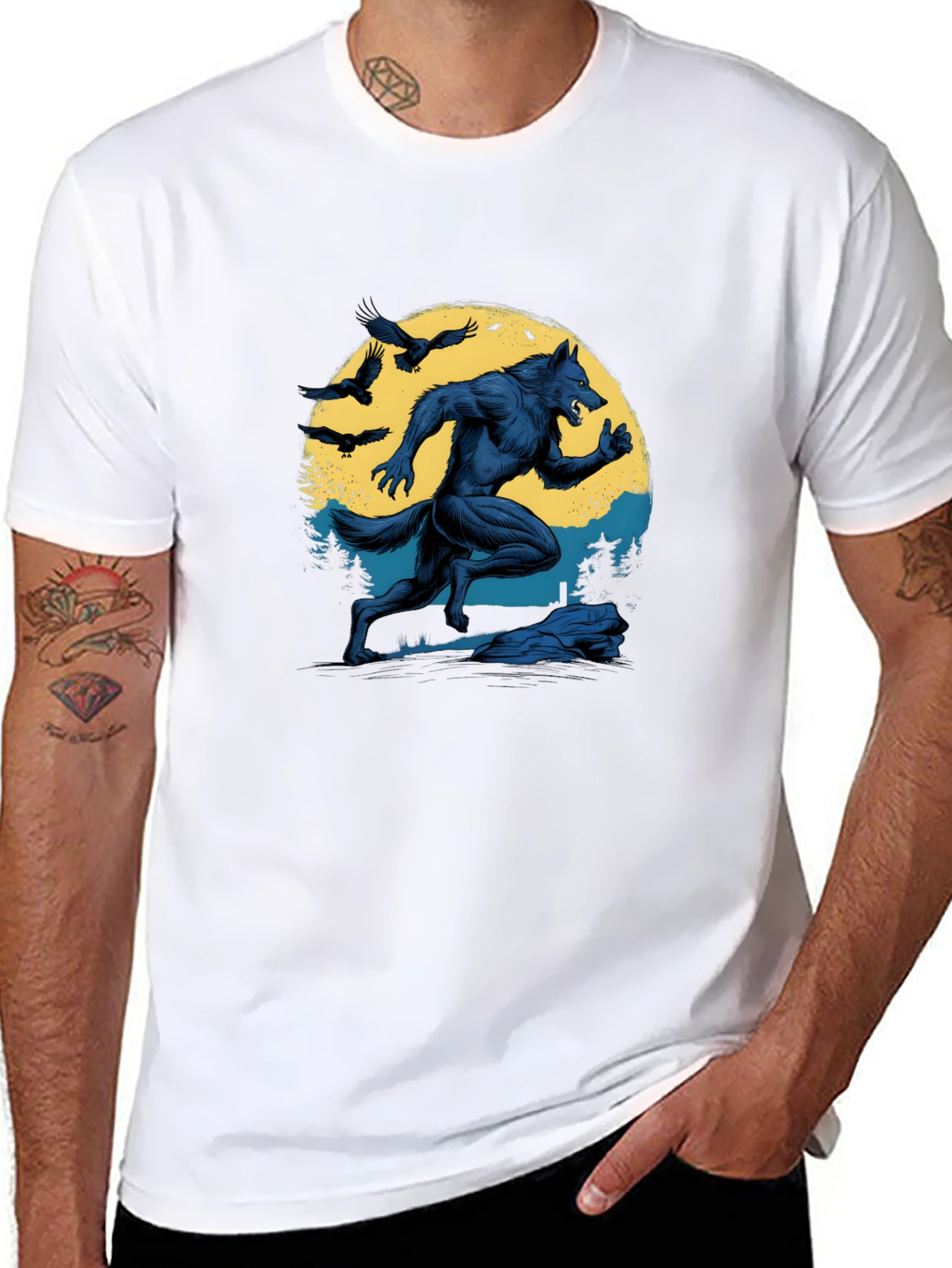 Werewolf Moon Graphic T-Shirt - Black