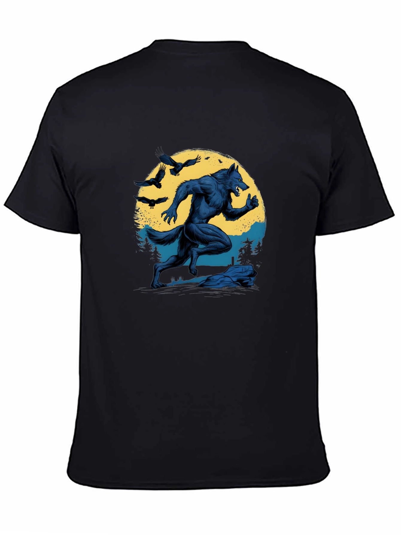 Werewolf Moon Graphic T-Shirt - Black