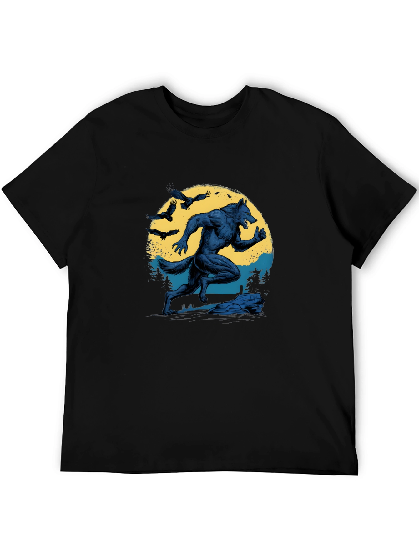Werewolf Moon Graphic T-Shirt - Black