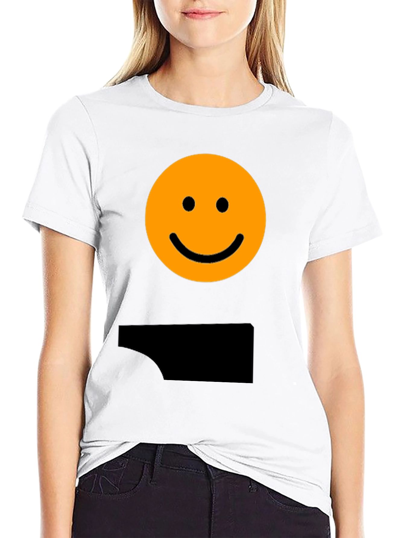 Smiley Face Graphic Tee - Black Casual Shirt
