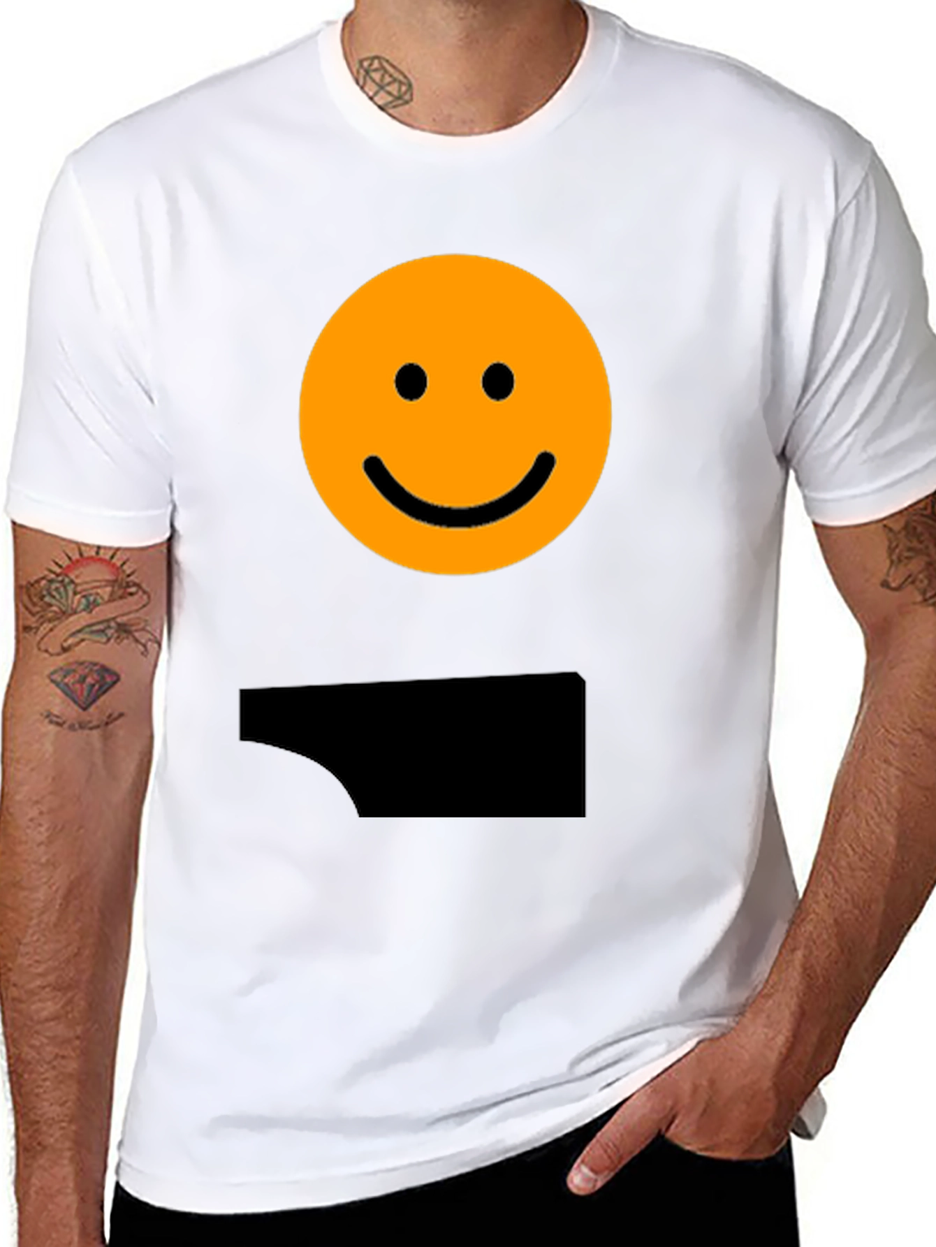 Smiley Face Graphic Tee - Black Casual Shirt
