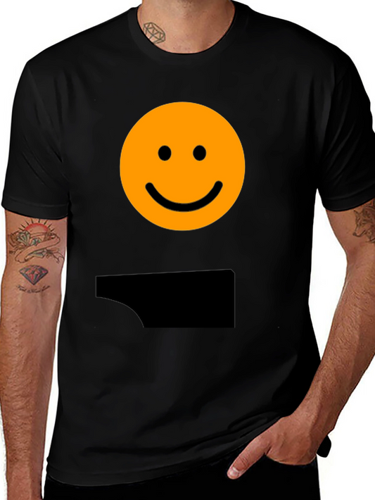 Smiley Face Graphic Tee - Black Casual Shirt