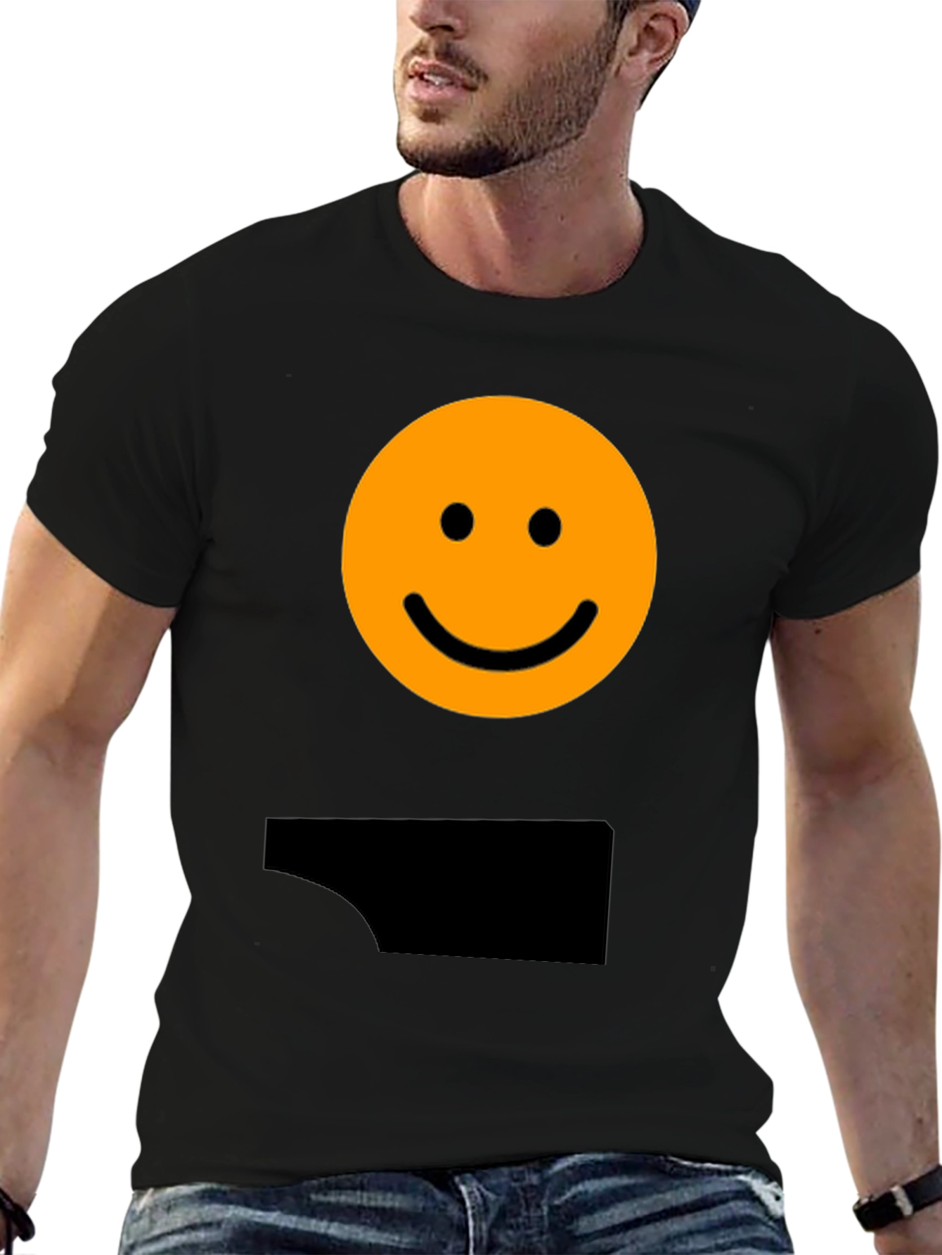 Smiley Face Graphic Tee - Black Casual Shirt