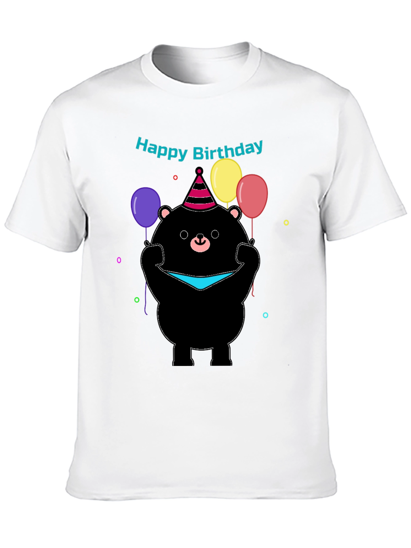 Happy Birthday Bear Graphic Tee - Black