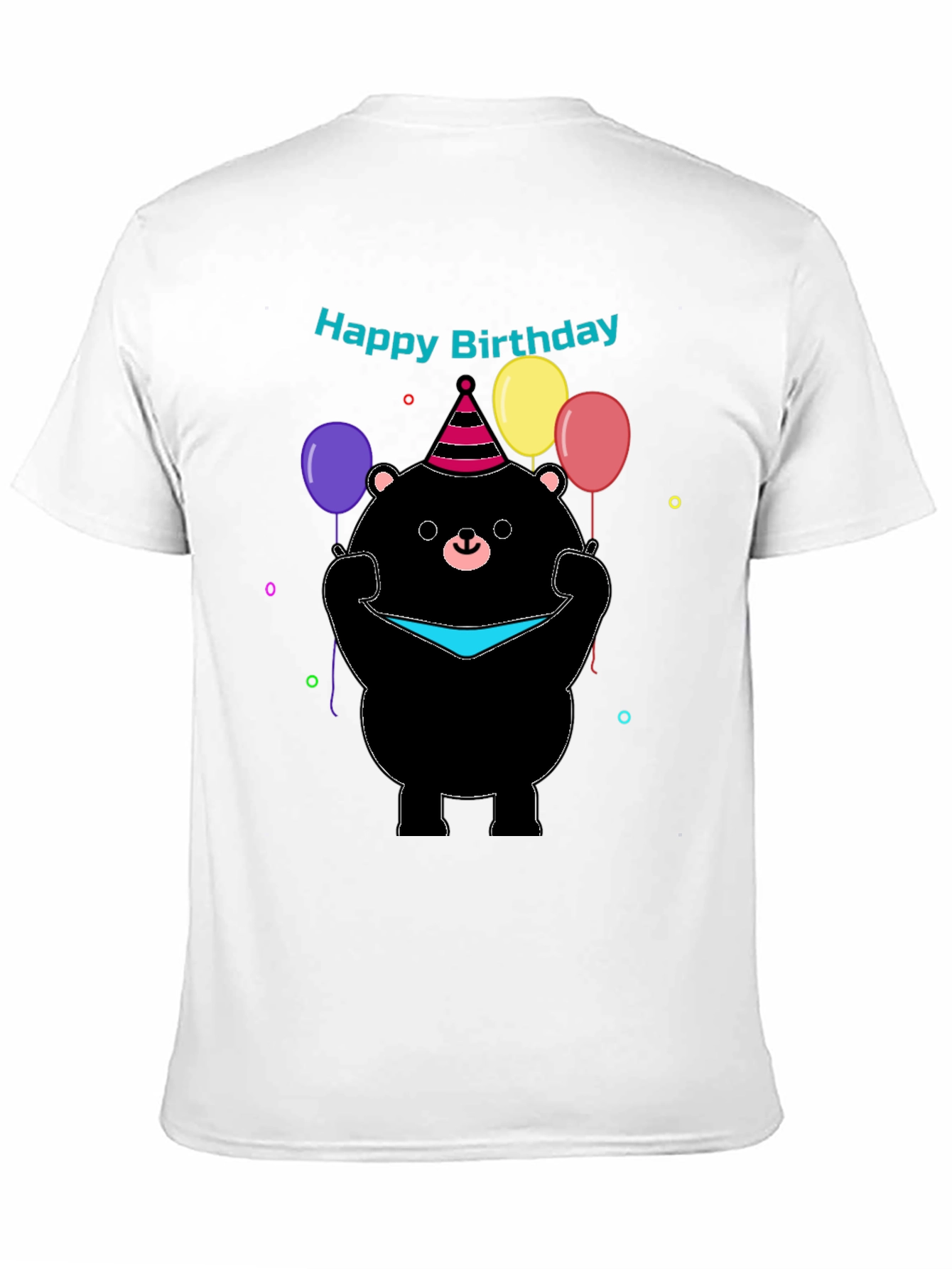 Happy Birthday Bear Graphic Tee - Black