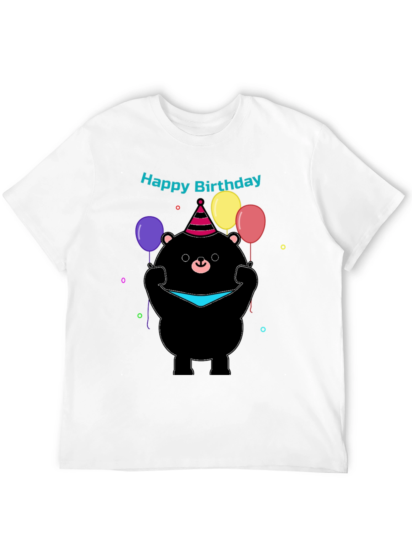 Happy Birthday Bear Graphic Tee - Black