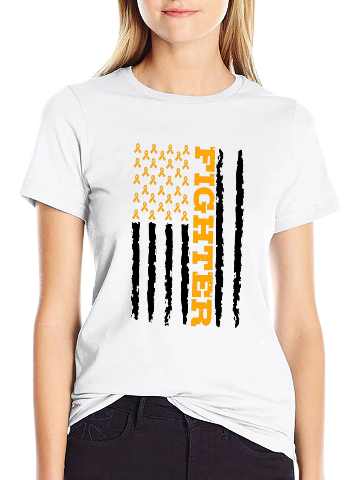 Fighter Ribbon Graphic Tee - Awareness T-Shirt