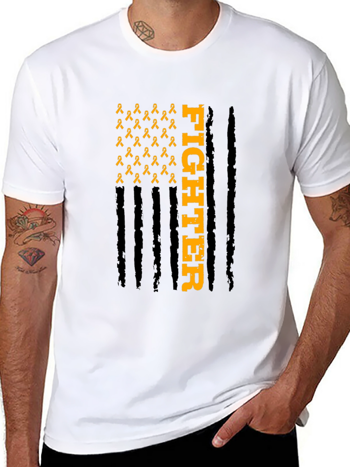 Fighter Ribbon Graphic Tee - Awareness T-Shirt
