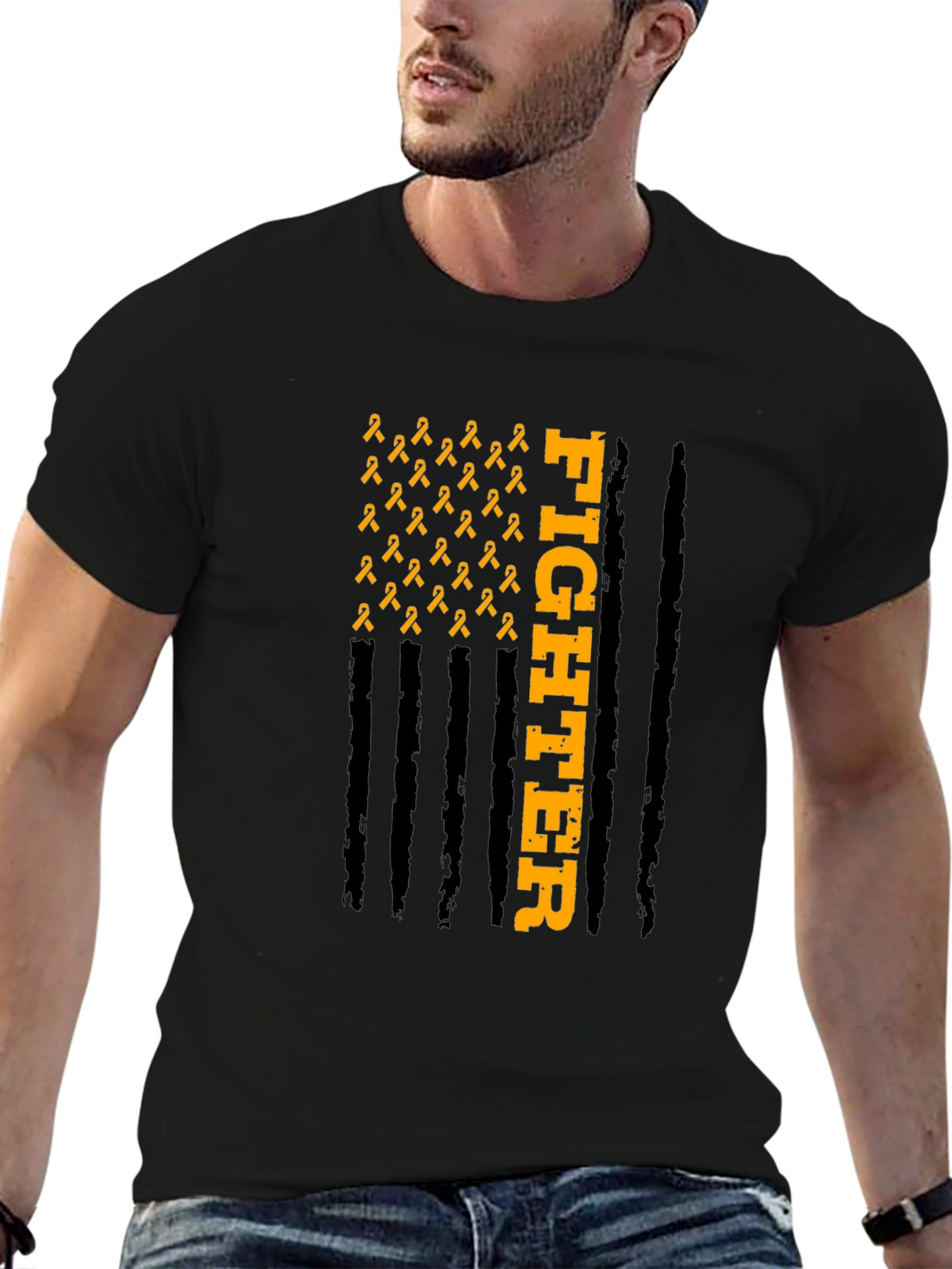 Fighter Ribbon Graphic Tee - Awareness T-Shirt