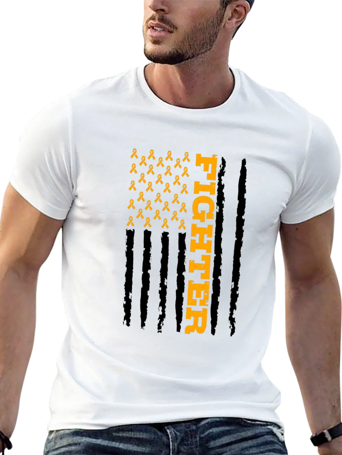 Fighter Ribbon Graphic Tee - Awareness T-Shirt