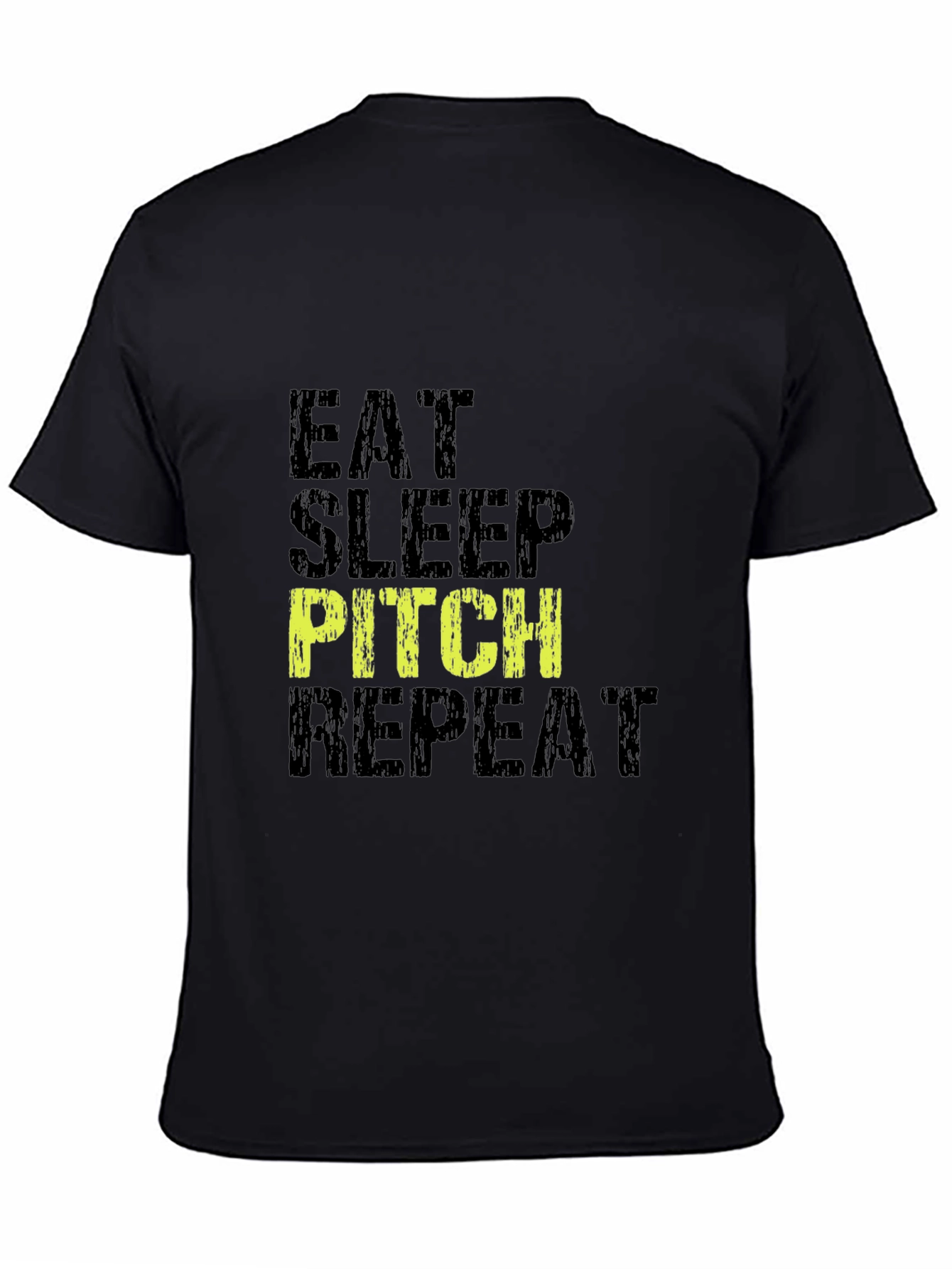 Eat Sleep Pitch Repeat Black Graphic Tee