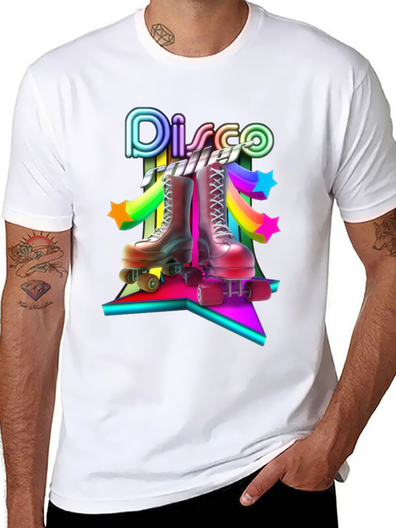 Disco Roller Skate T-Shirt - Retro 80s Style