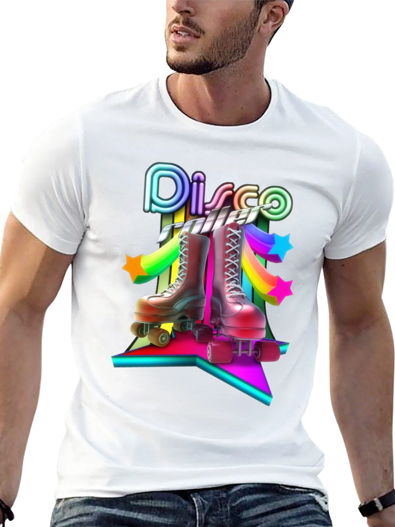 Disco Roller Skate T-Shirt - Retro 80s Style