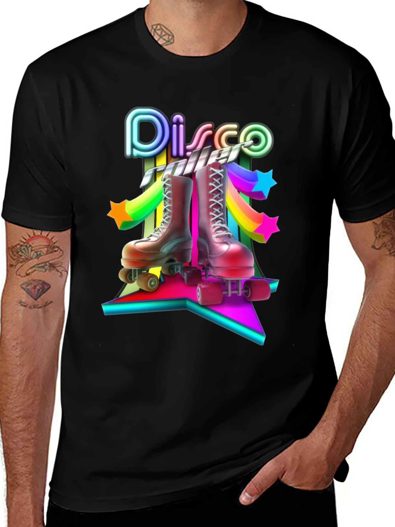 Disco Roller Skate T-Shirt - Retro 80s Style