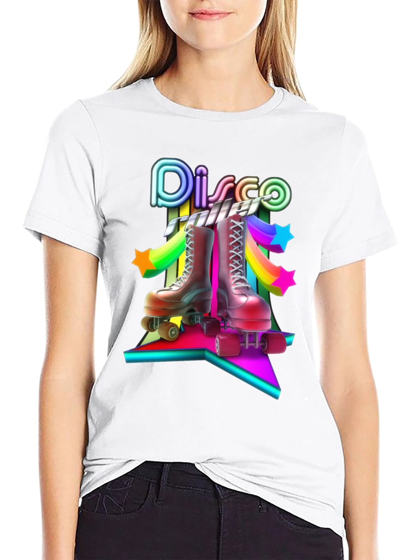 Disco Roller Skate T-Shirt - Retro 80s Style