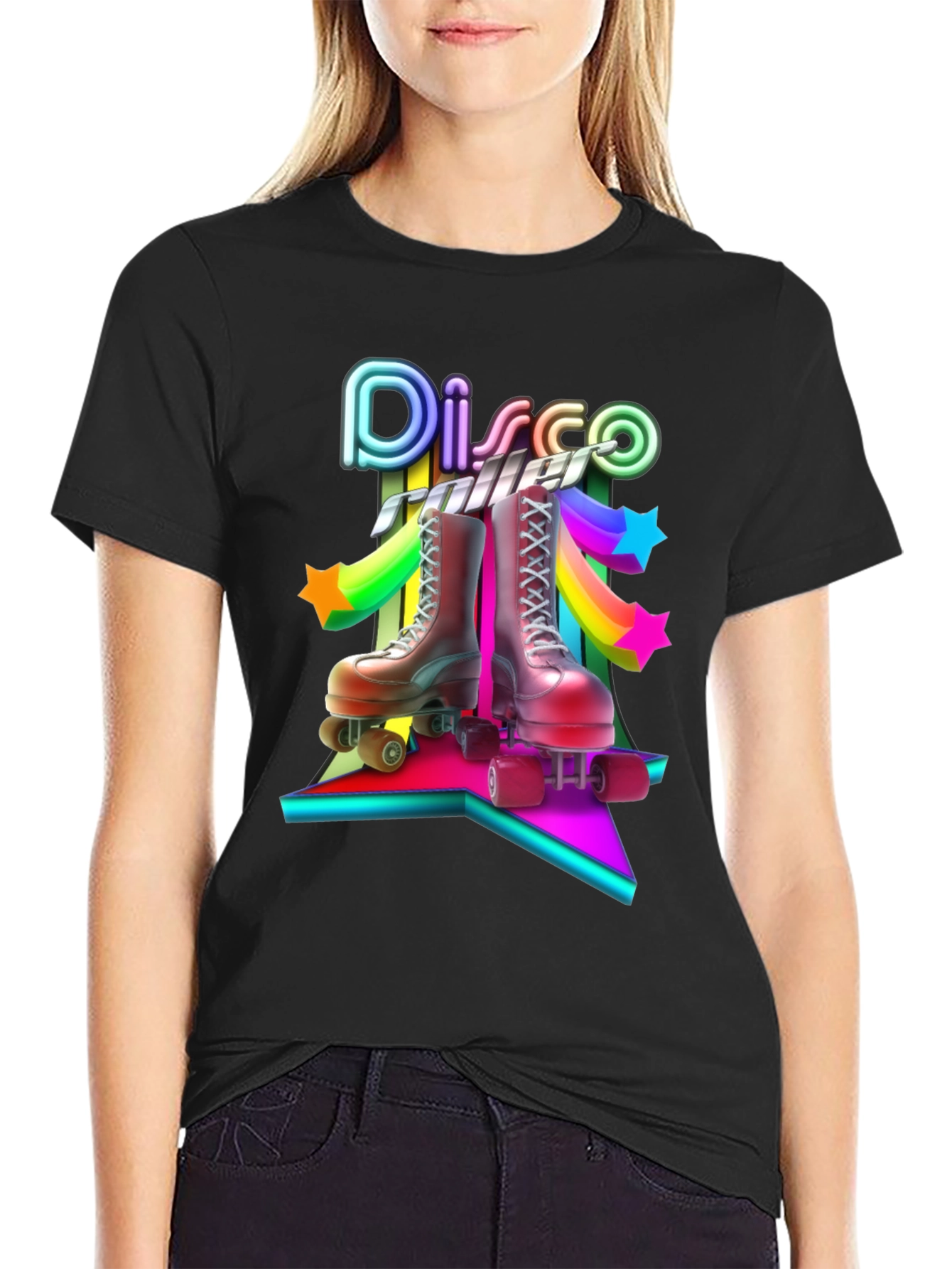 Disco Roller Skate T-Shirt - Retro 80s Style