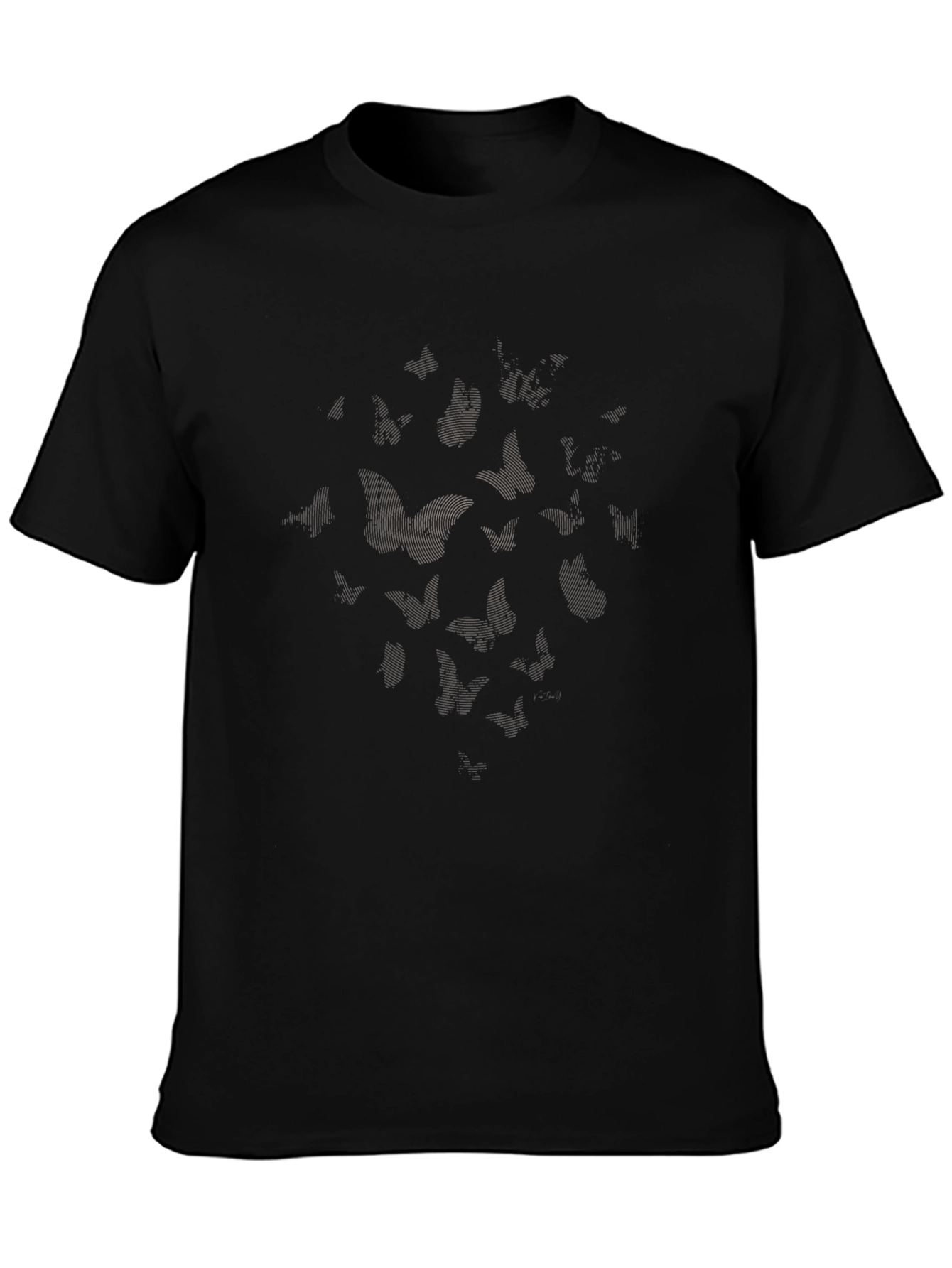 Mens Black Butterfly Graphic Tee