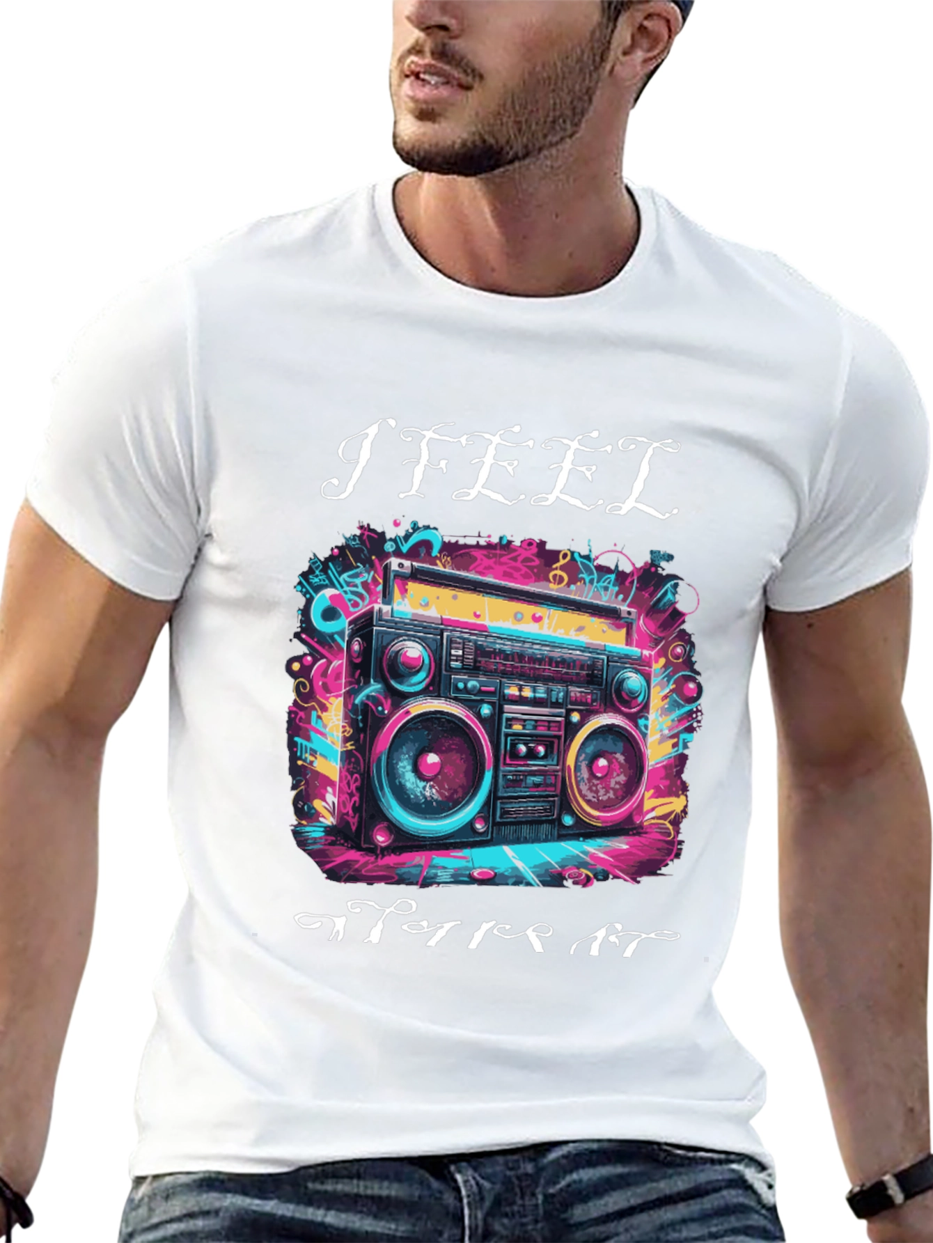 Retro Boombox Graphic Tee - I Feel After It