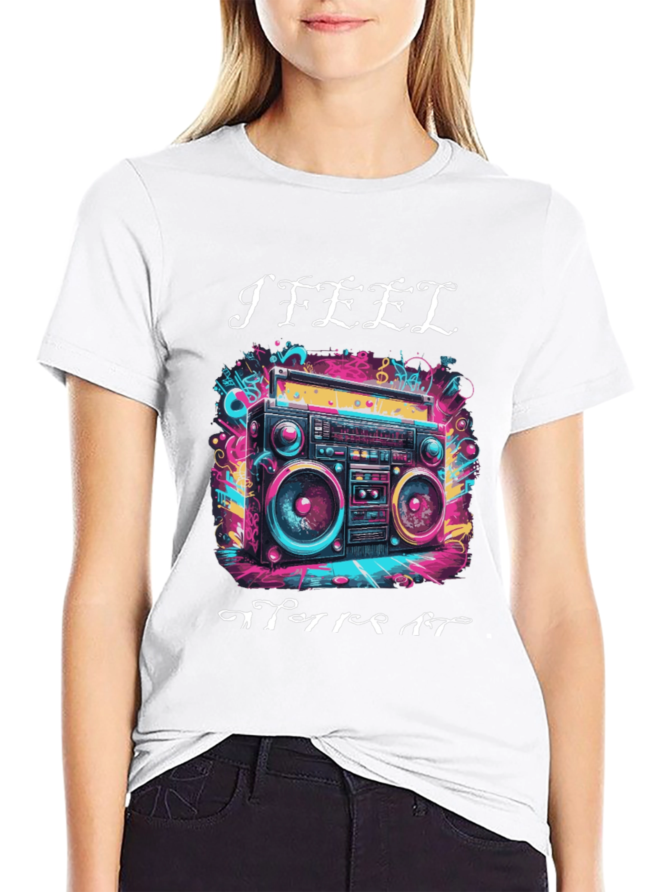 Retro Boombox Graphic Tee - I Feel After It
