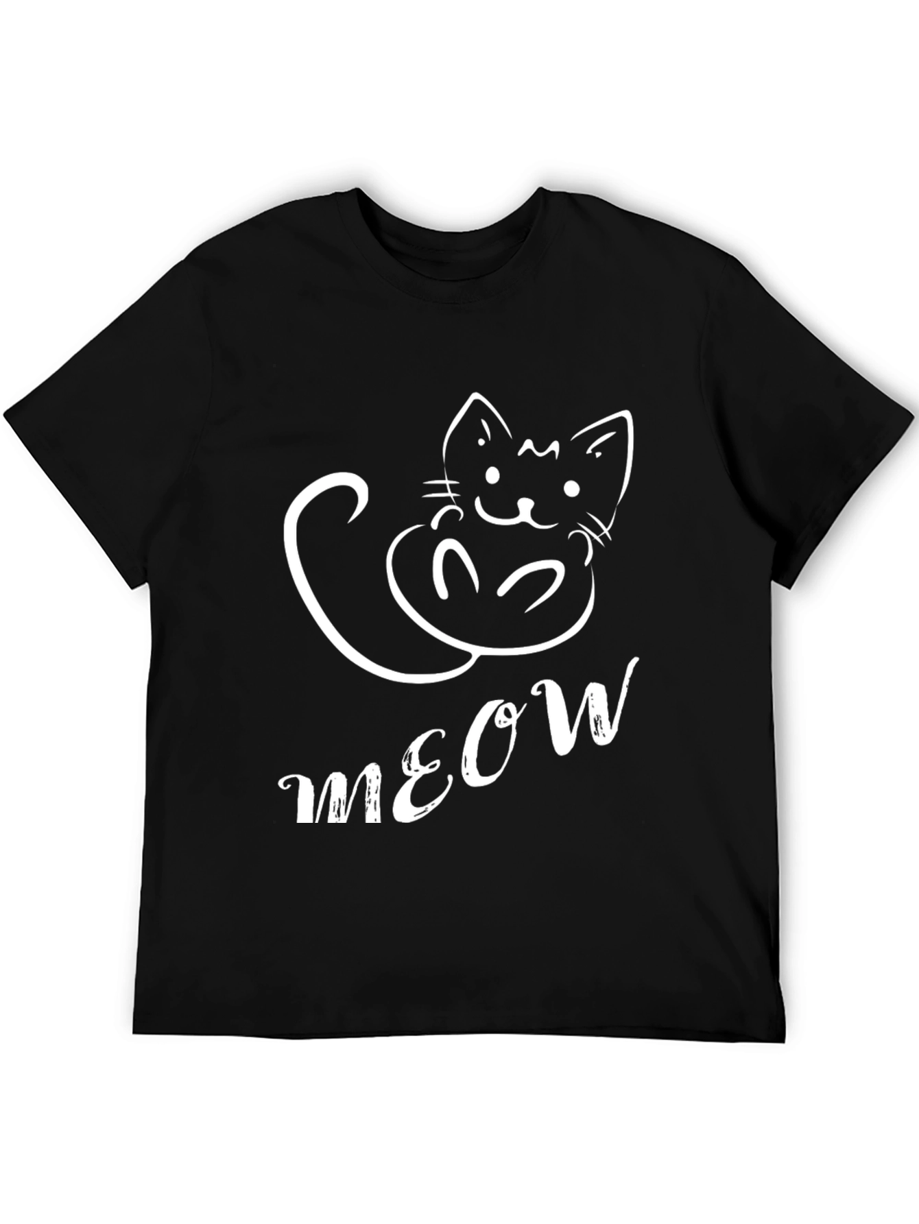 Cute Meow Cat T-Shirt Black