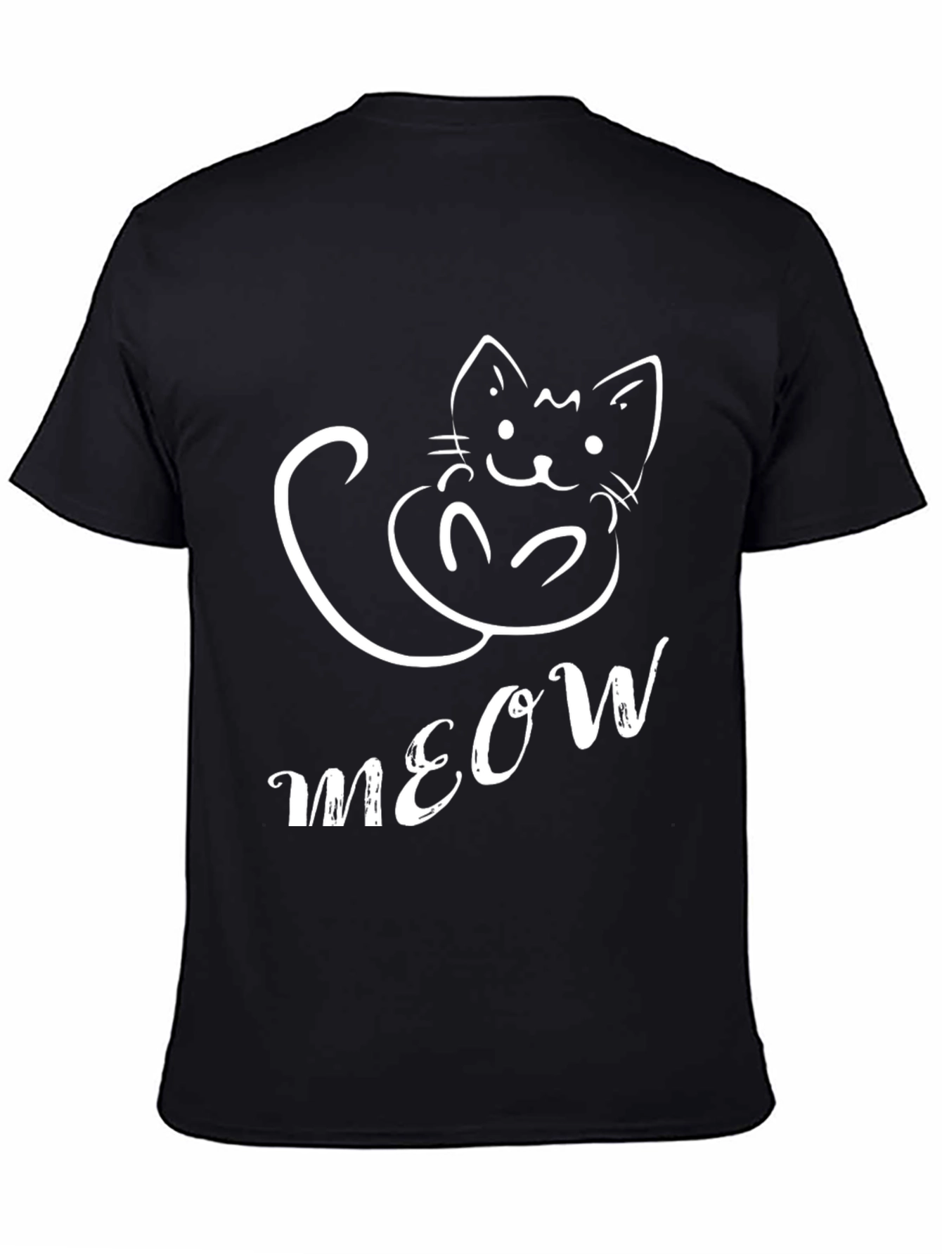 Cute Meow Cat T-Shirt Black