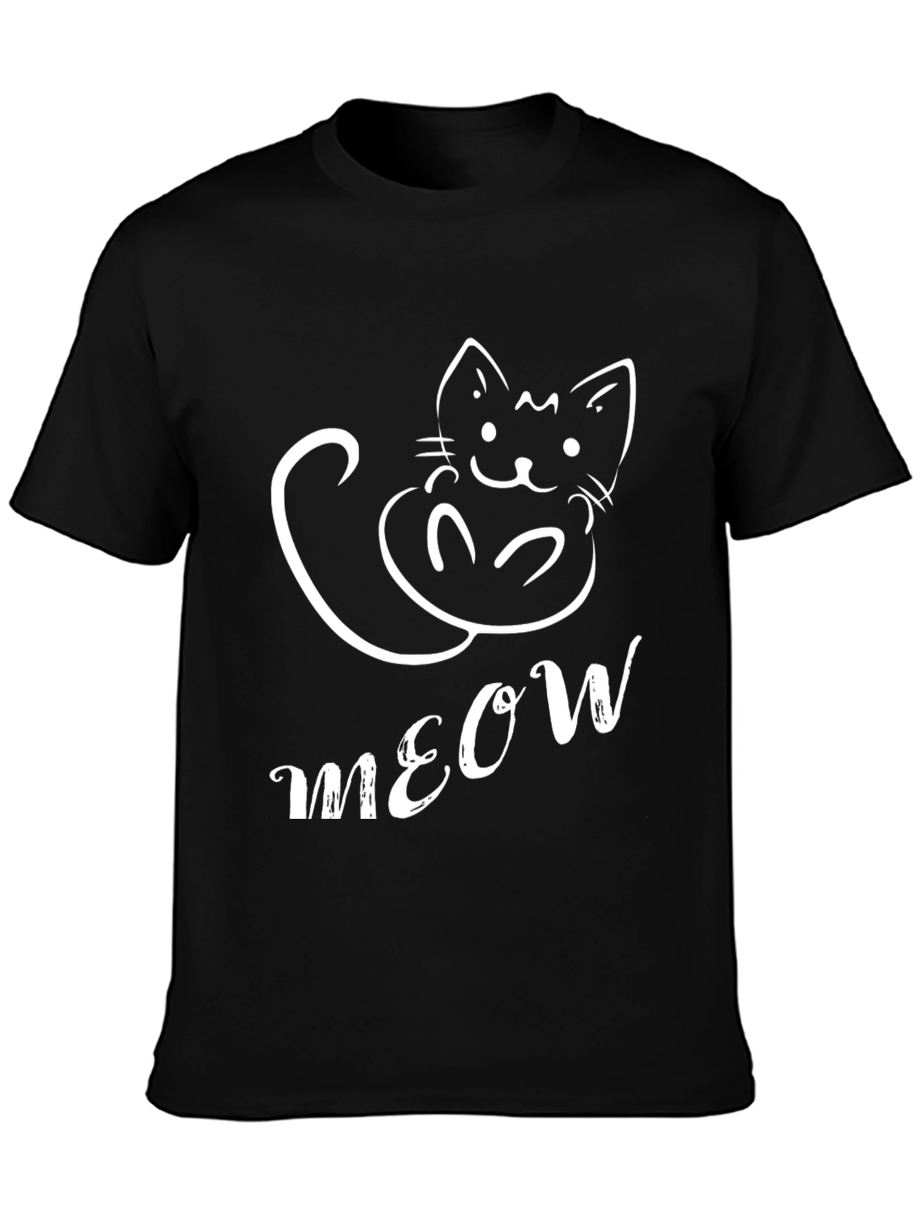 Cute Meow Cat T-Shirt Black