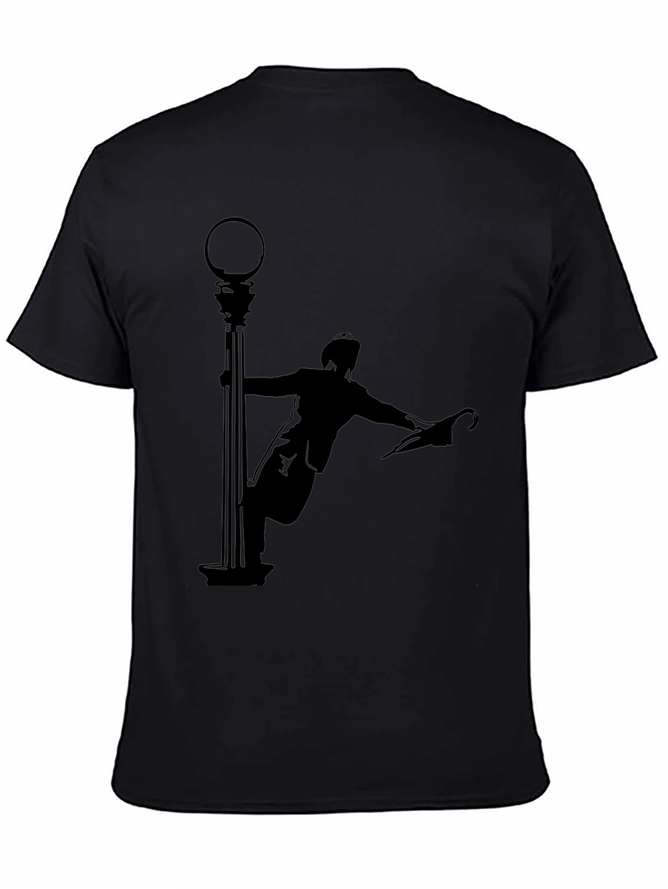 Silhouette Man Dancing in the Rain Black T-Shirt