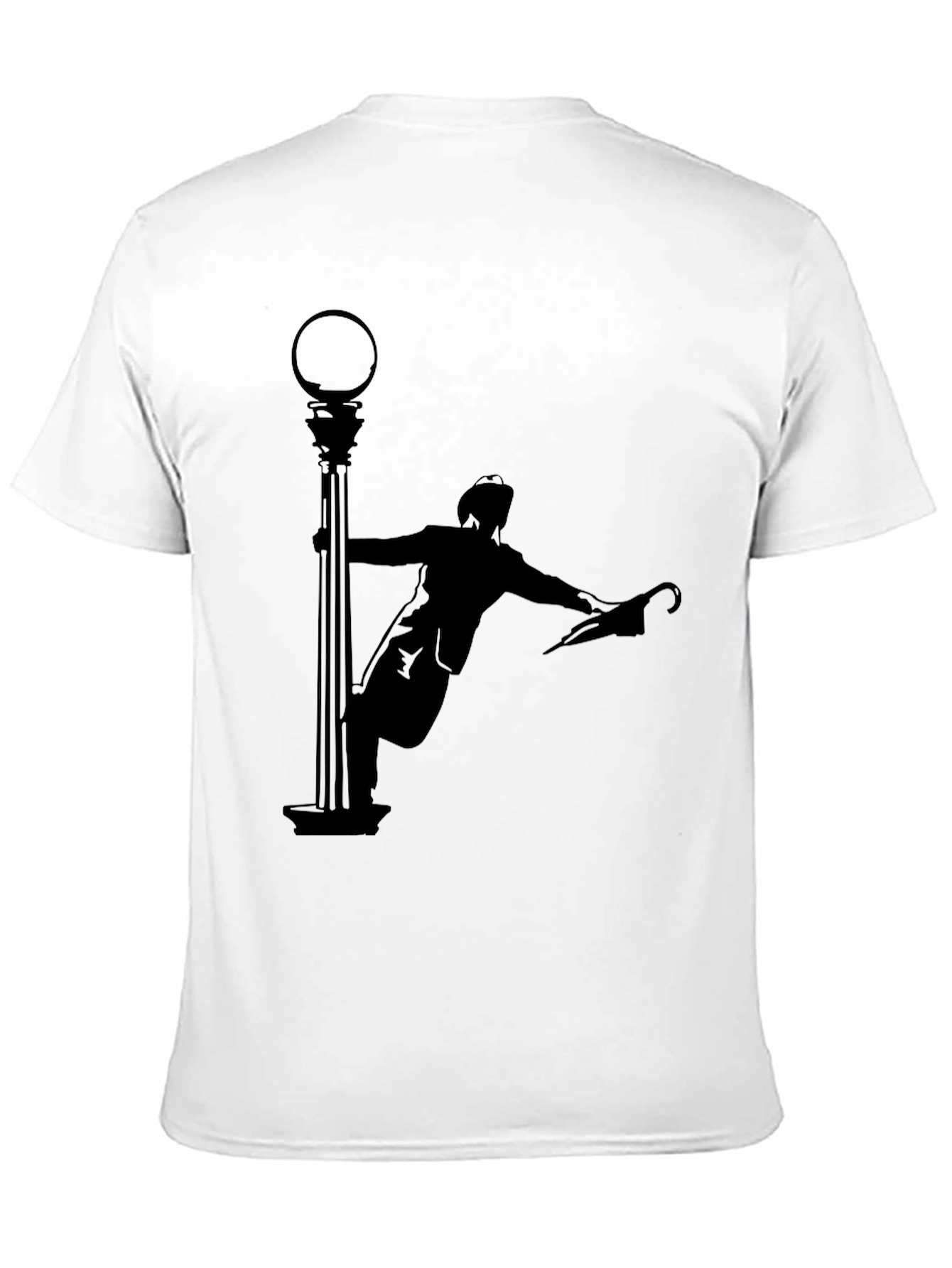 Silhouette Man Dancing in the Rain Black T-Shirt