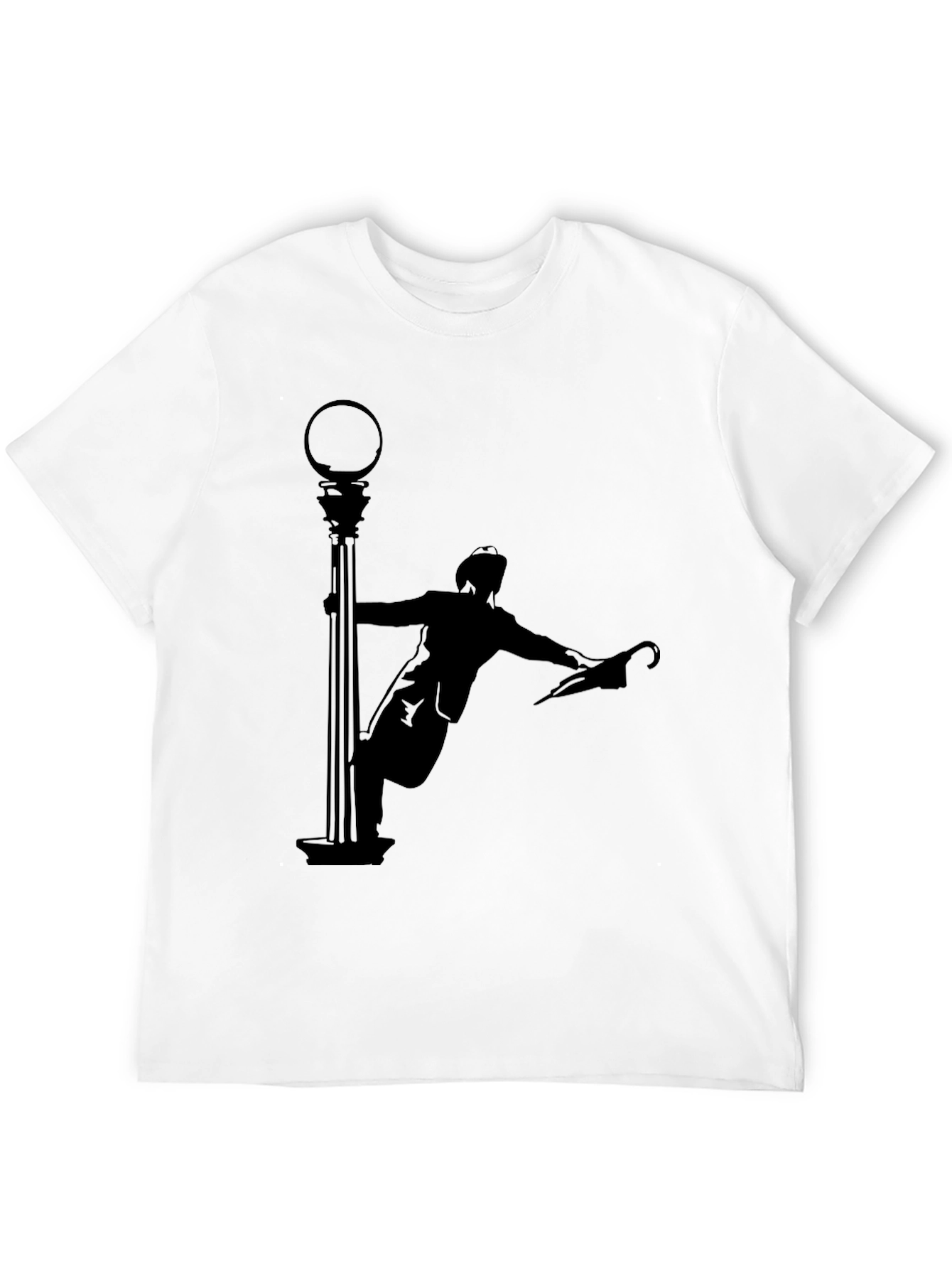 Silhouette Man Dancing in the Rain Black T-Shirt