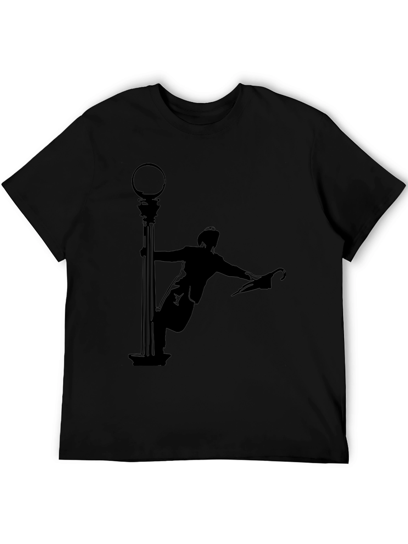 Silhouette Man Dancing in the Rain Black T-Shirt