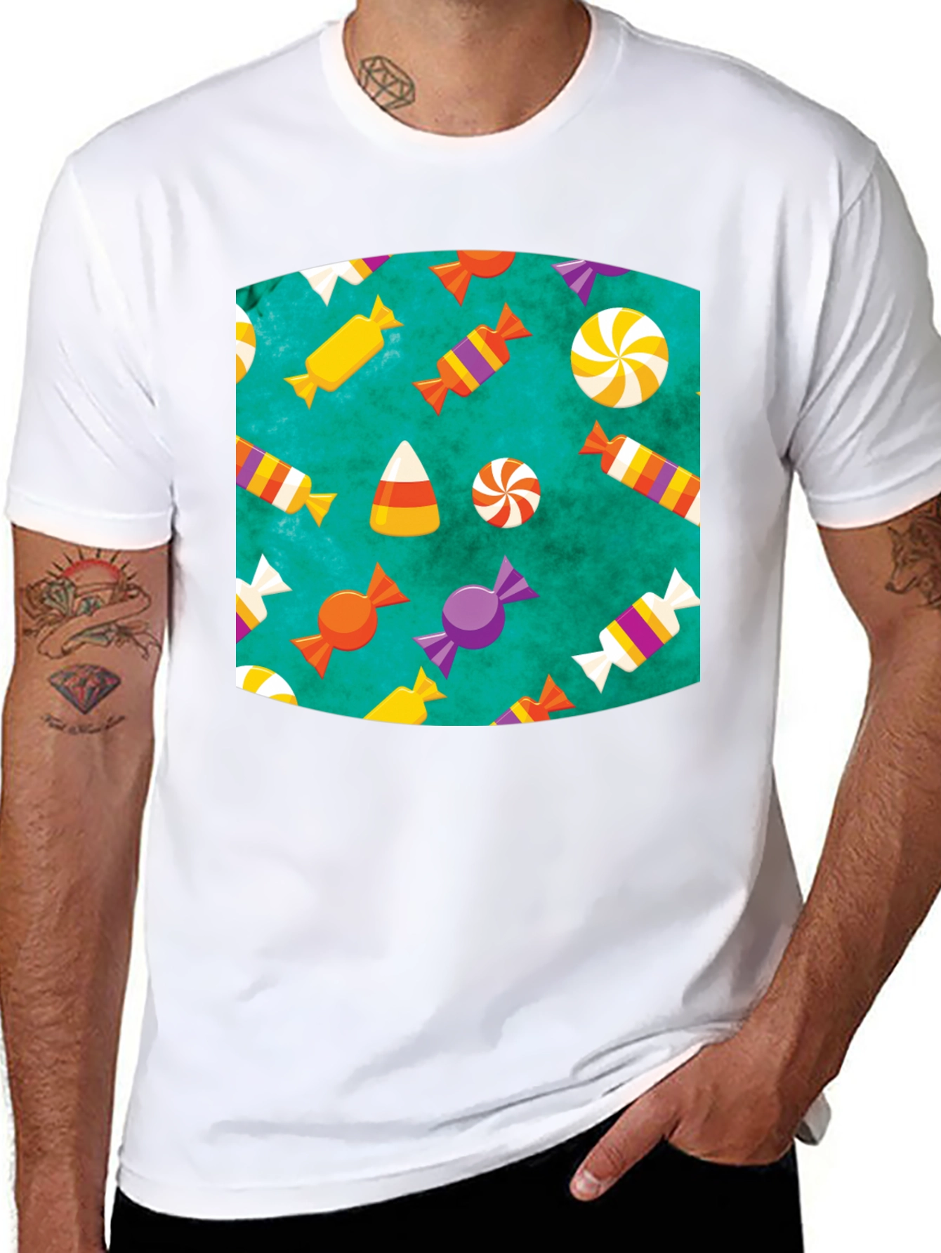 Fun Halloween Candy Pattern T-Shirt